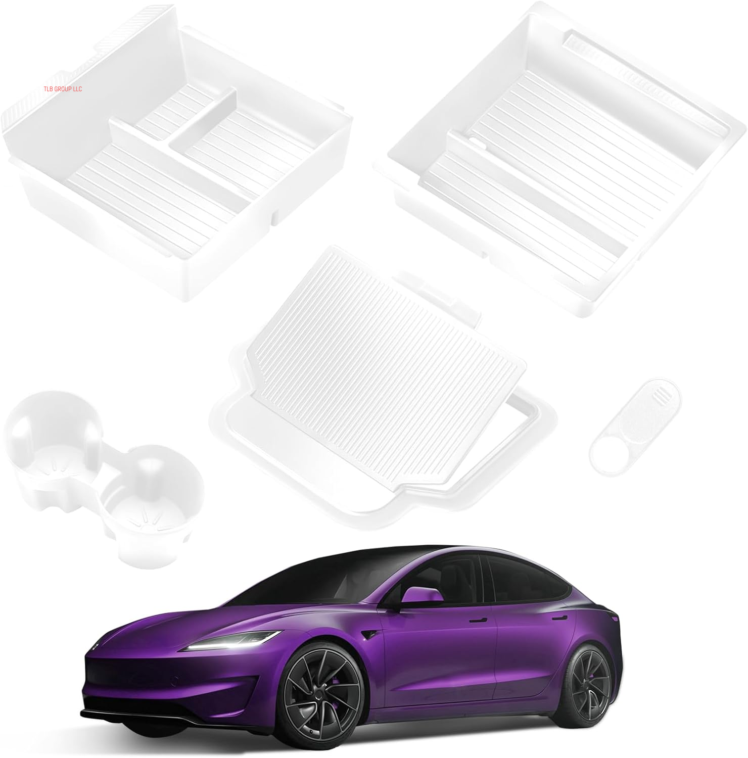 2025 Upgrade Center Console Organizer Tray for Tesla Model 3 Highland Accessories 2024 2025/For Tesla Model Y Juniper Accessories 2025 [Slide Smoothly/Us Patent] Cup Holder Matte Black
