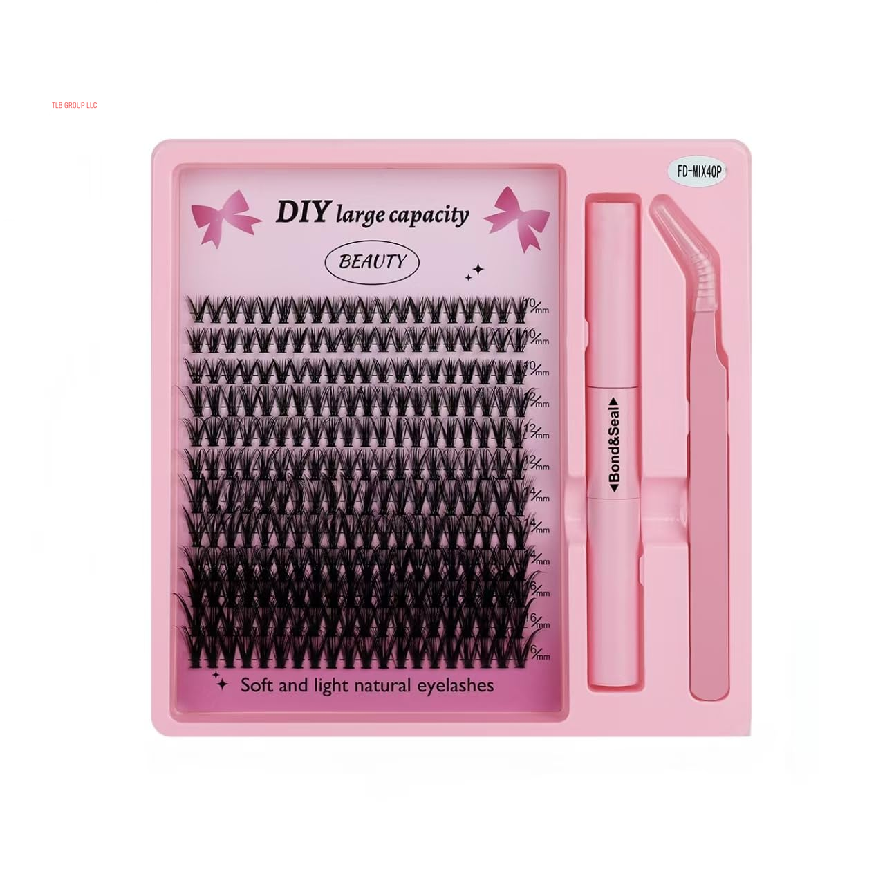 Lash Extension Kit Volume Lash Clusters 30D+40D+50D D Curl Individual Lashes Lash Clusters Kit Thick Eyelash Extension Kit 640 Pcs Thin Band Cluster Lashes Lash Bond and Seal Lash Tweezers