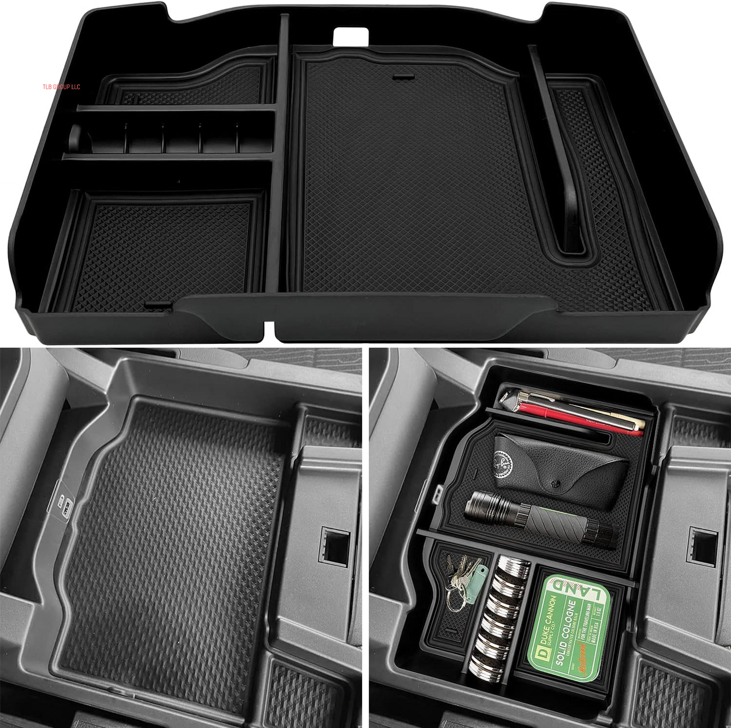 Center Console Organizer Fits for Dodge RAM 2025 2024 2023 2022 2021 2020 2019 1500 2500 3500 Accessories Interior Storage Box Armrest Storage Tray (Black)