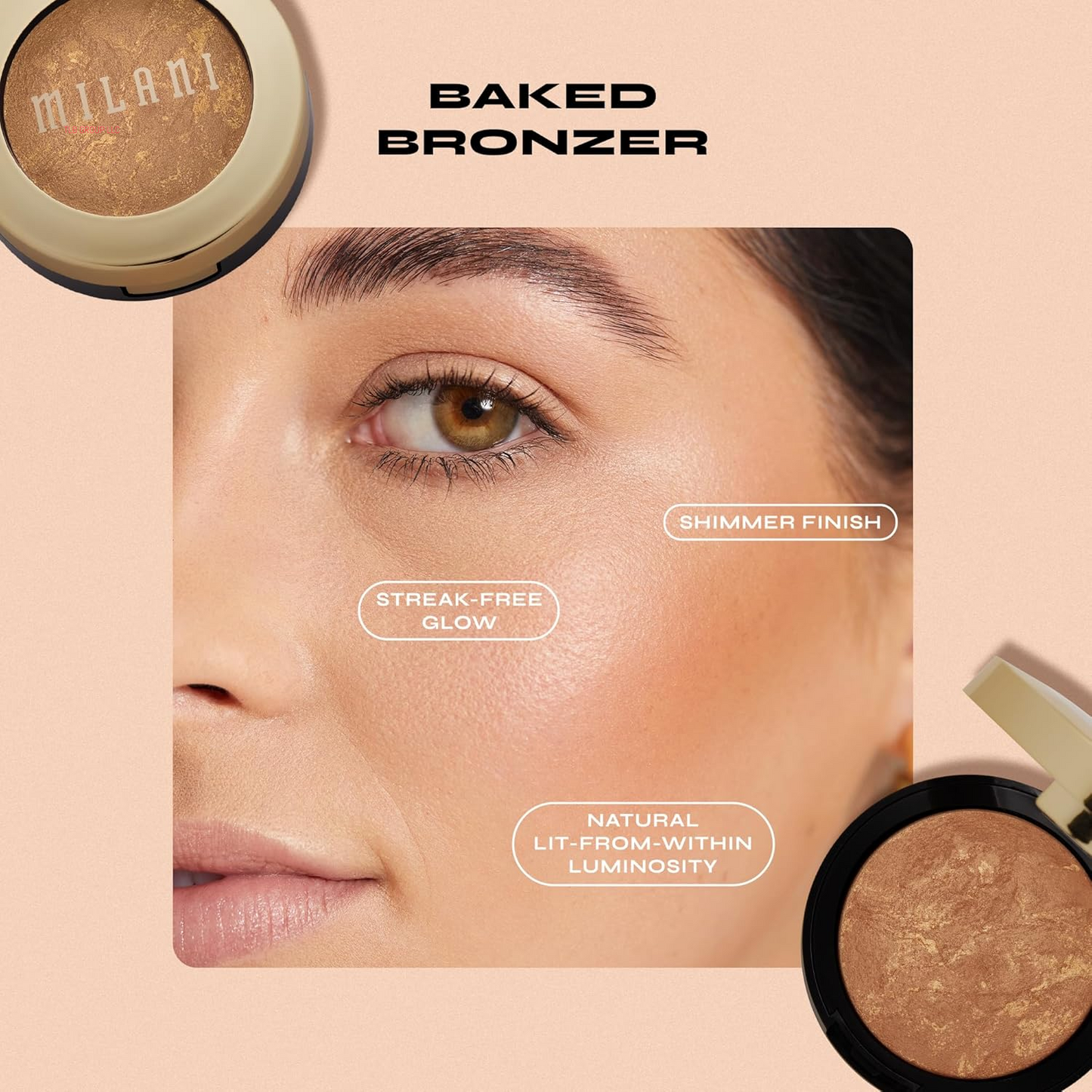 Baked Bronzer - Glow, Cruelty-Free Shimmer Bronzing Powder to Use for Contour Makeup, Highlighters Makeup, 0.25 Ounce