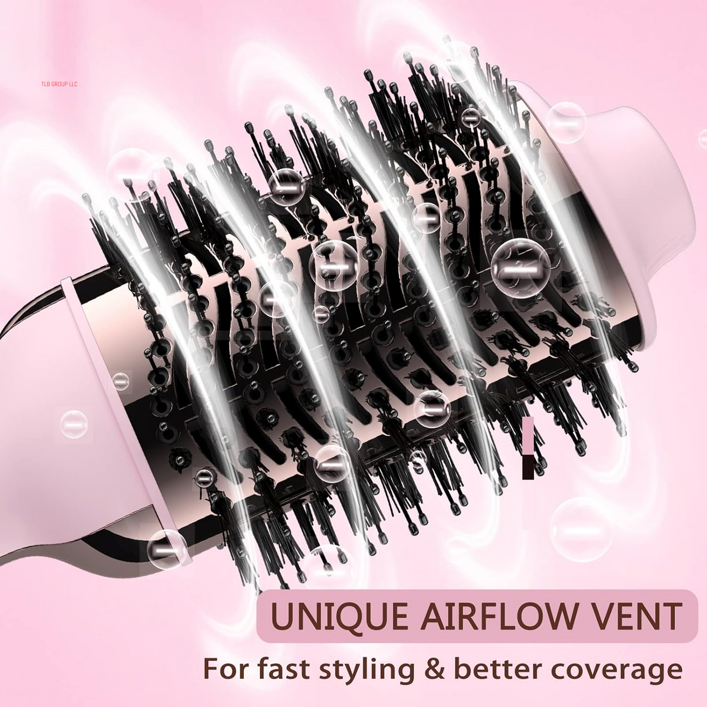 Hair Dryer Brush, 4 in 1 Styling Tools Blow Dryer with Ceramic Oval Barrel, Hot Air Brush Hair Straightener Brush for All Hair Types, Pink, Ionic Technology, 1200W, 3 Heat Settings