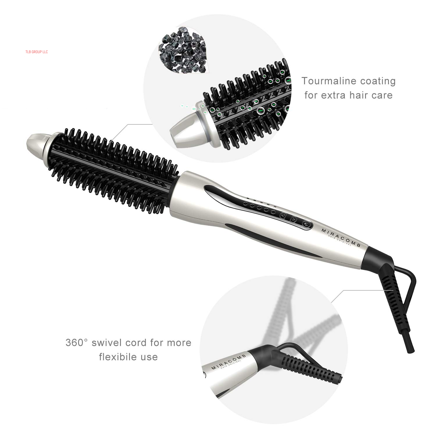 Hair Curler Straightening Brush Ceramic Tourmaline Cool Touch PRO Multi Styler with 5 Heat Adjustments 1 Inch Barrel Auto Shut Off, Pearl White (Package May Vary)