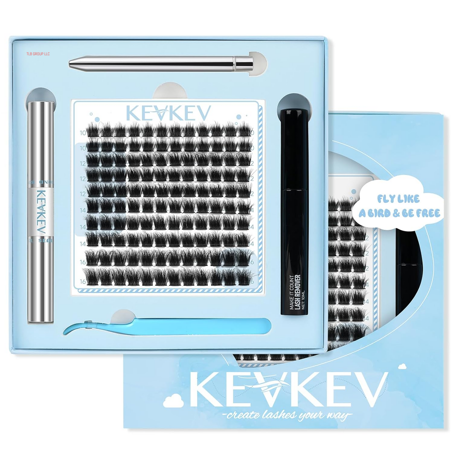 Lash Clusters Kit Lash Extension Kit D Curl Eyelash Extension Kit 280 Pcs Eyelash Clusters Kit Cluster Eyelash Extensions Individual Lashes Kit with Lash Bond and Seal Eyelash Tweezers