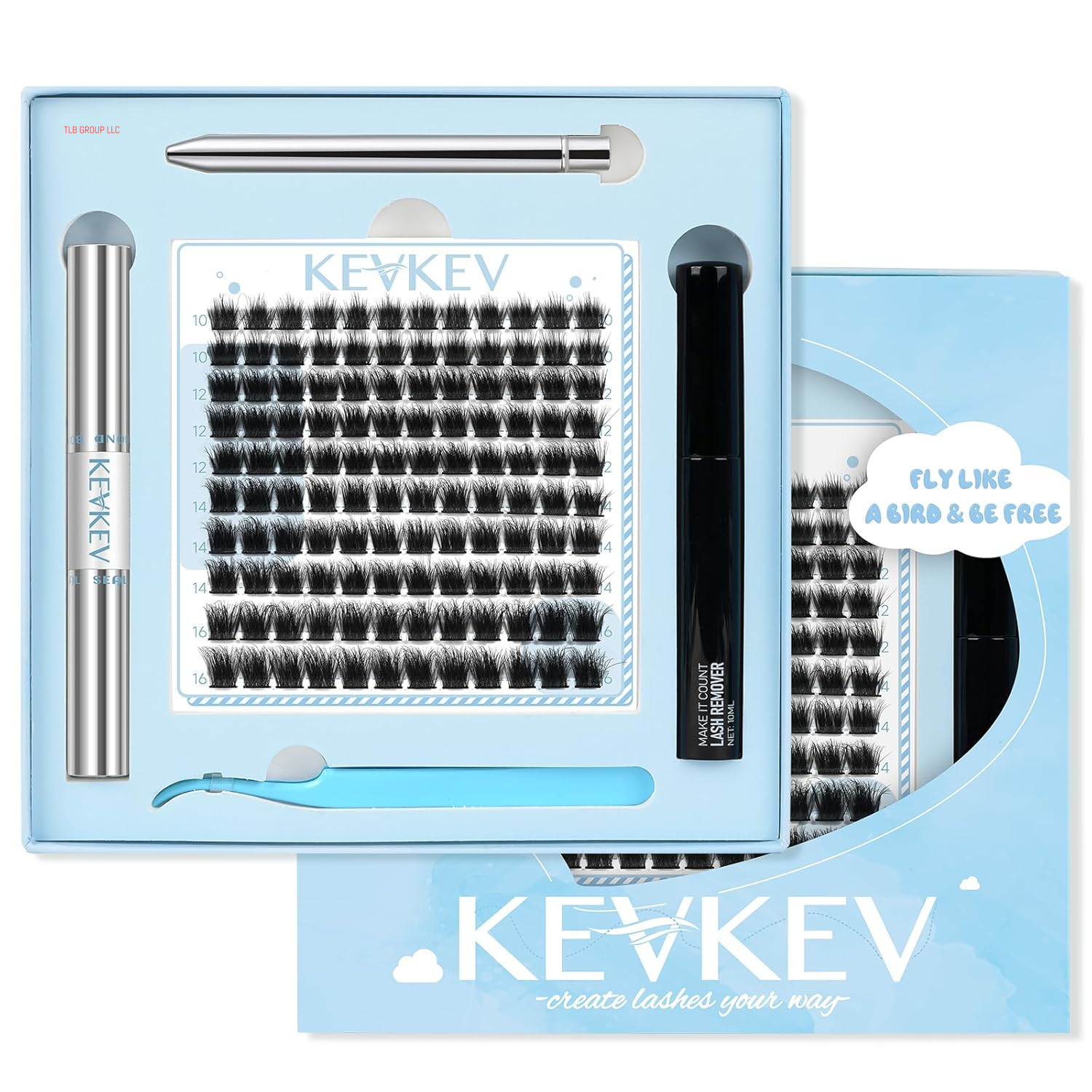 Lash Clusters Kit Lash Extension Kit D Curl Eyelash Extension Kit 280 Pcs Eyelash Clusters Kit Cluster Eyelash Extensions Individual Lashes Kit with Lash Bond and Seal Eyelash Tweezers