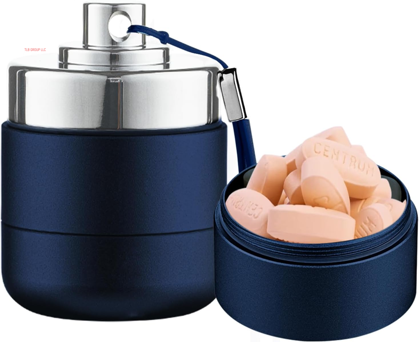 Metal Travel Pill Organizer, Portable 7 Day Vitamin Organizer Stackable, Waterproof 1 Times a Day Pill Box, Large Pill Container, Daily Medicine Organizer for Vitamin, Fish Oil, Supplement