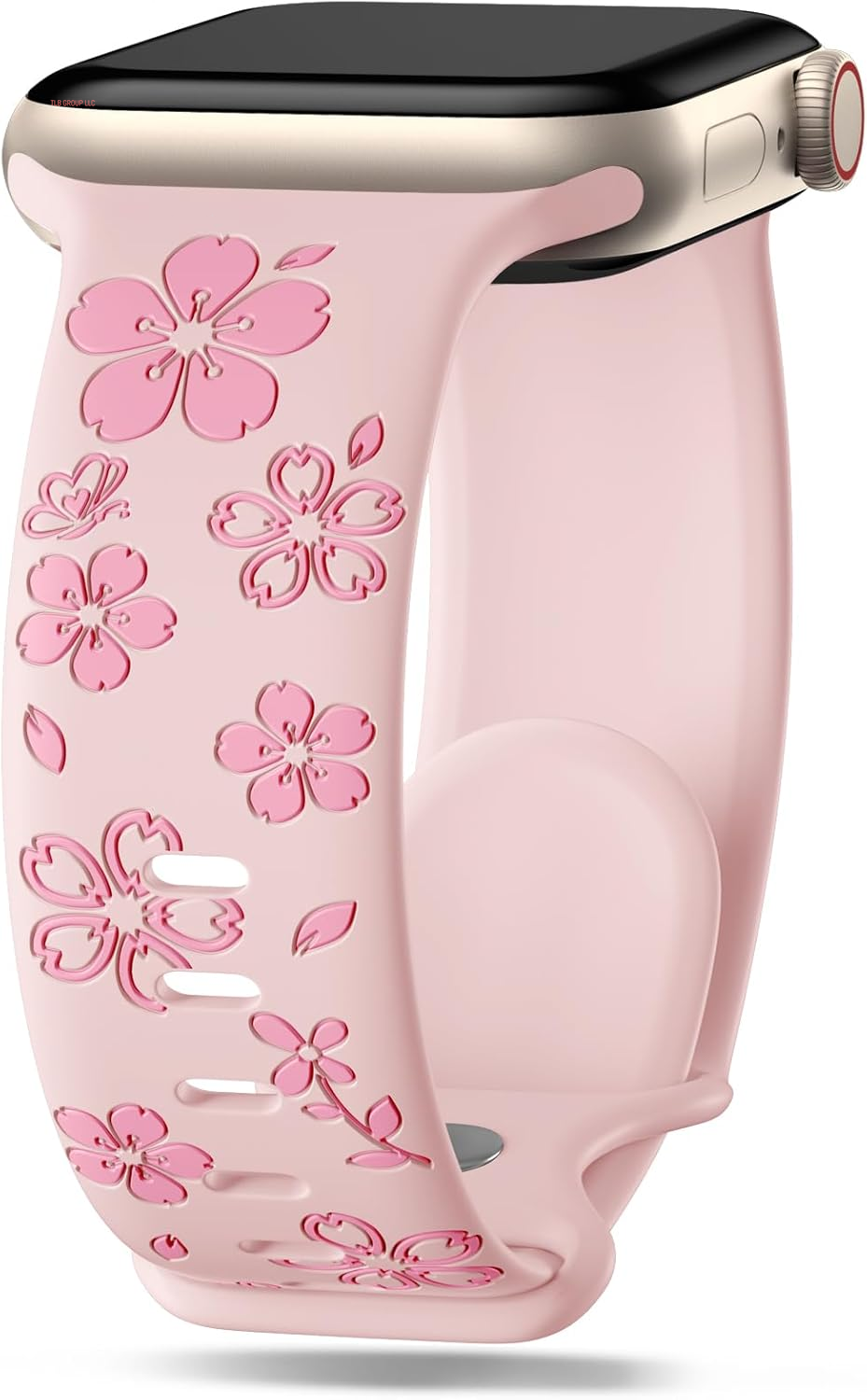 Floral Engraved Band Compatible for Apple Watch Bands for Women 40Mm 41Mm 38Mm 42Mm 44Mm 45Mm 46Mm 49Mm, Cute Flower Silicone Inlay Dressy Strap for Iwatch Series 10 9 8 7 6 5 4 3 2 SE Ultra