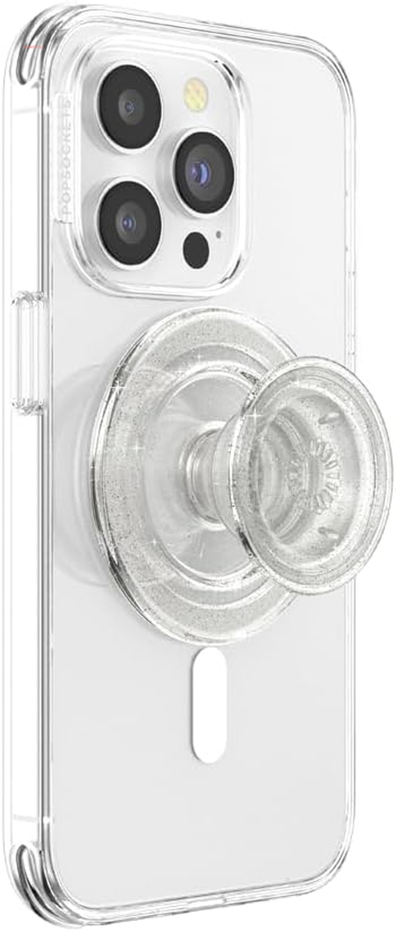 Phone Grip Compatible with Magsafe, Adapter Ring for Magsafe Included, Phone Holder, Wireless Charging Compatible - Clear
