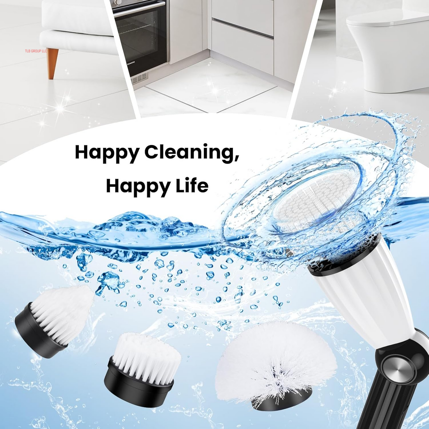 Electric Spin Scrubber, Power Shower Floor Scrubber, Electric Scrubber for Cleaning, Spin Scrub Shower Cleaner Brush, Cleaning Tools for Bathroom, Tub, Floor, Kitchen