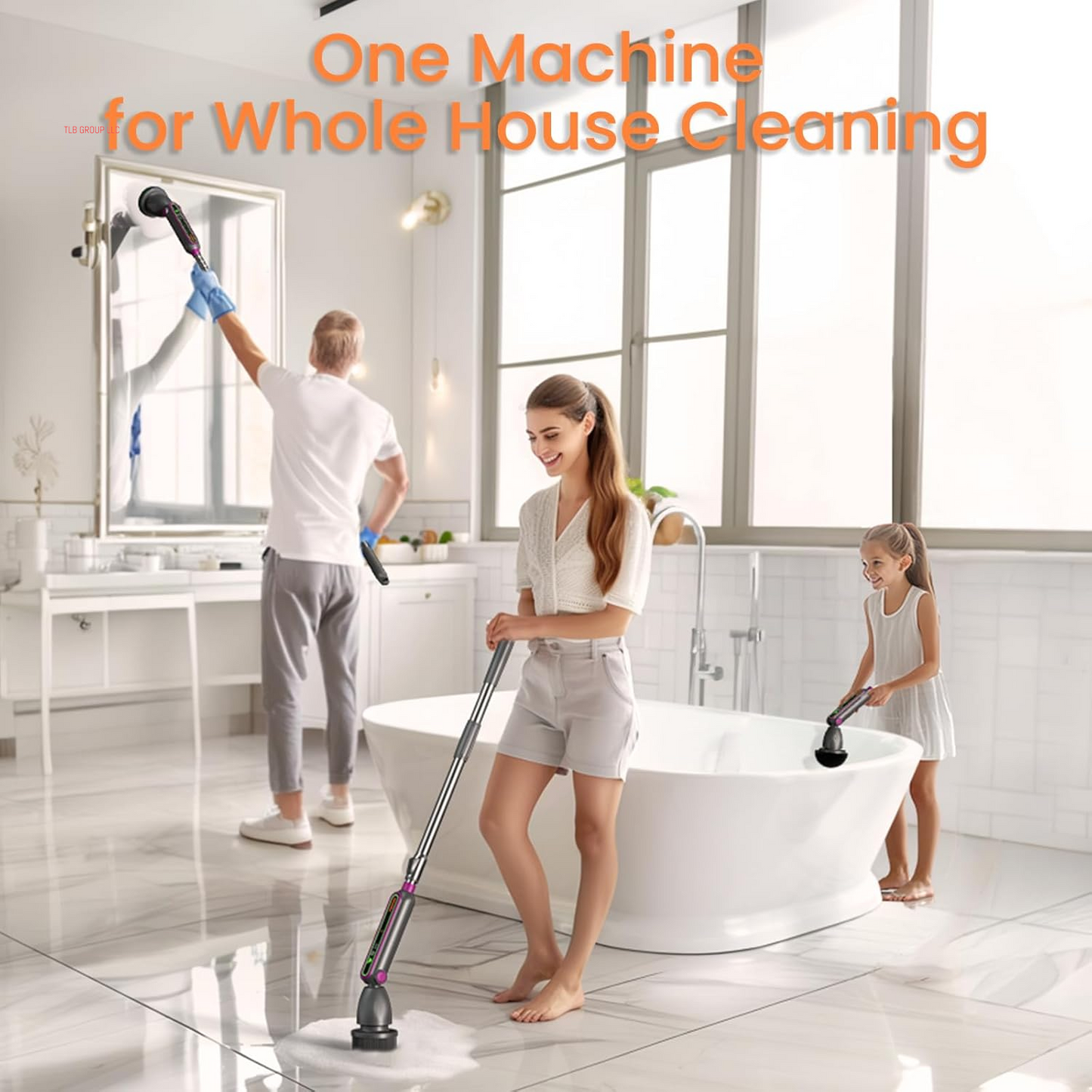 Electric Spin Scrubber 16 in 1 Cleaning Brush with Adjustable Angles & Heads, Bathroom Power Scrubber with Extendable Handle, Interactive LED, Cleaning Supplies for Toilet,Kitchen,Shower-Grey