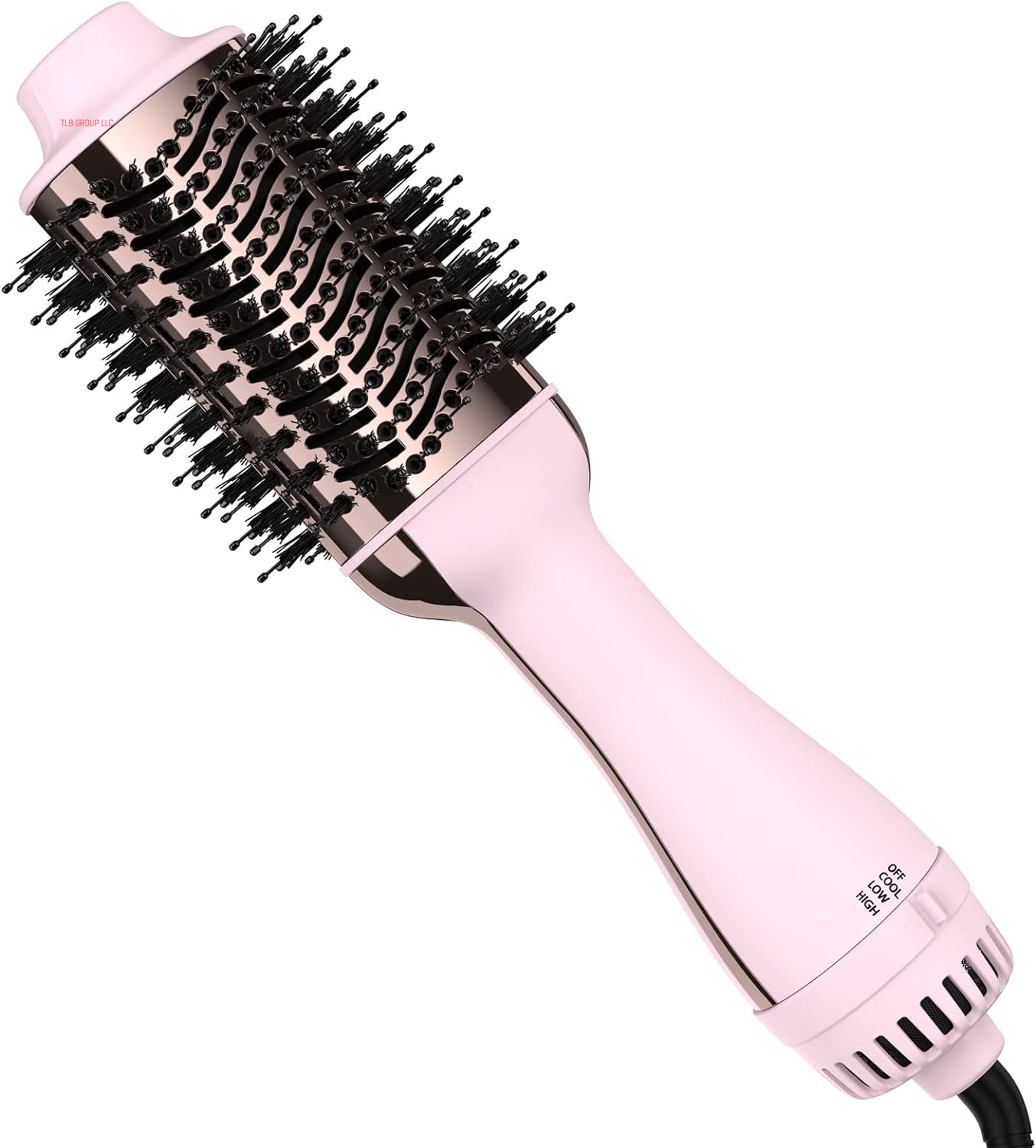 Hair Dryer Brush, 4 in 1 Styling Tools Blow Dryer with Ceramic Oval Barrel, Hot Air Brush Hair Straightener Brush for All Hair Types, Pink, Ionic Technology, 1200W, 3 Heat Settings