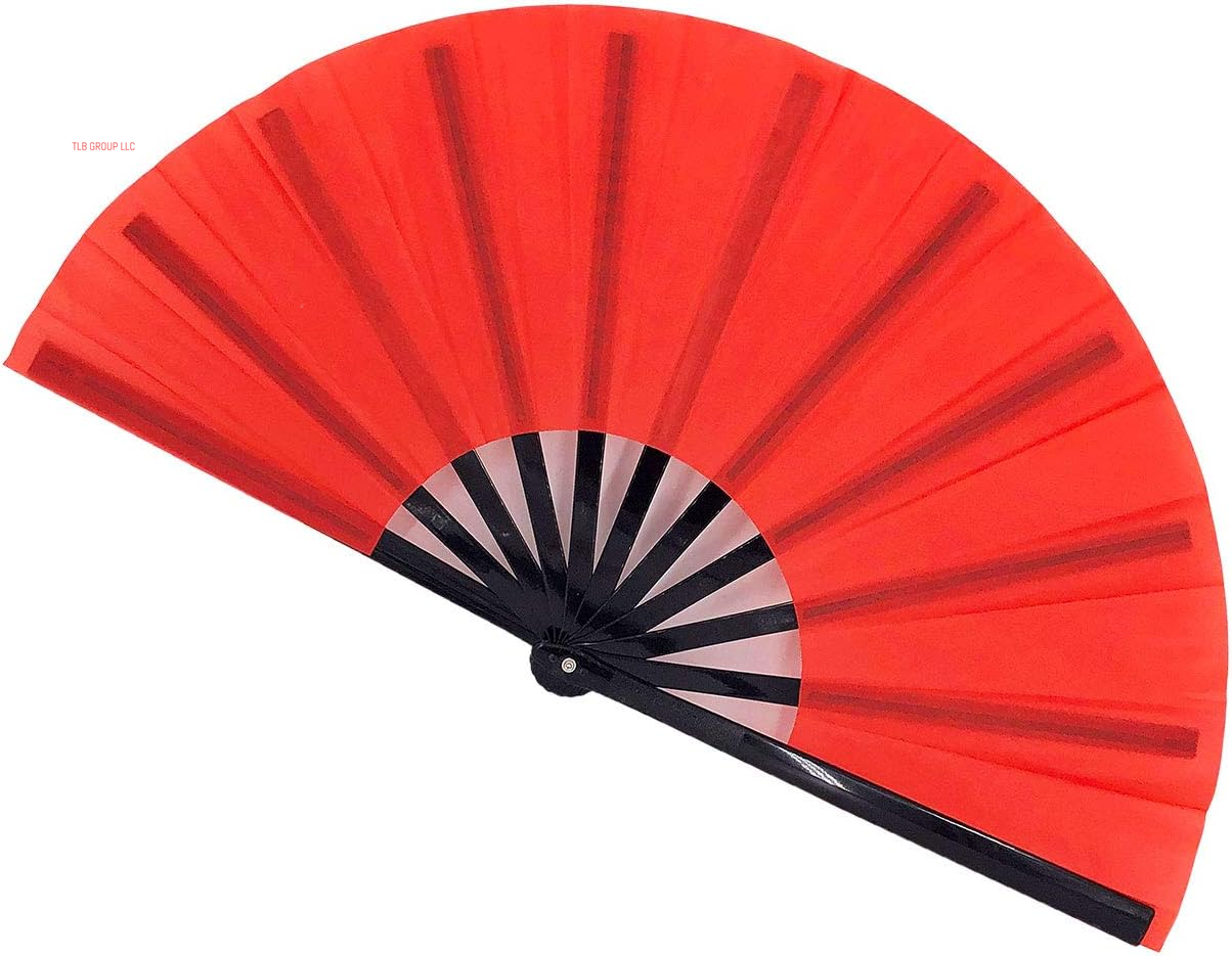 Large Folding Fans Rave Hand Clap Fan Popping Fan for Line Dancing, Big Foldable Clacking Fans for Boots on the Ground Dance Festival, Dancing, Performance (Black)