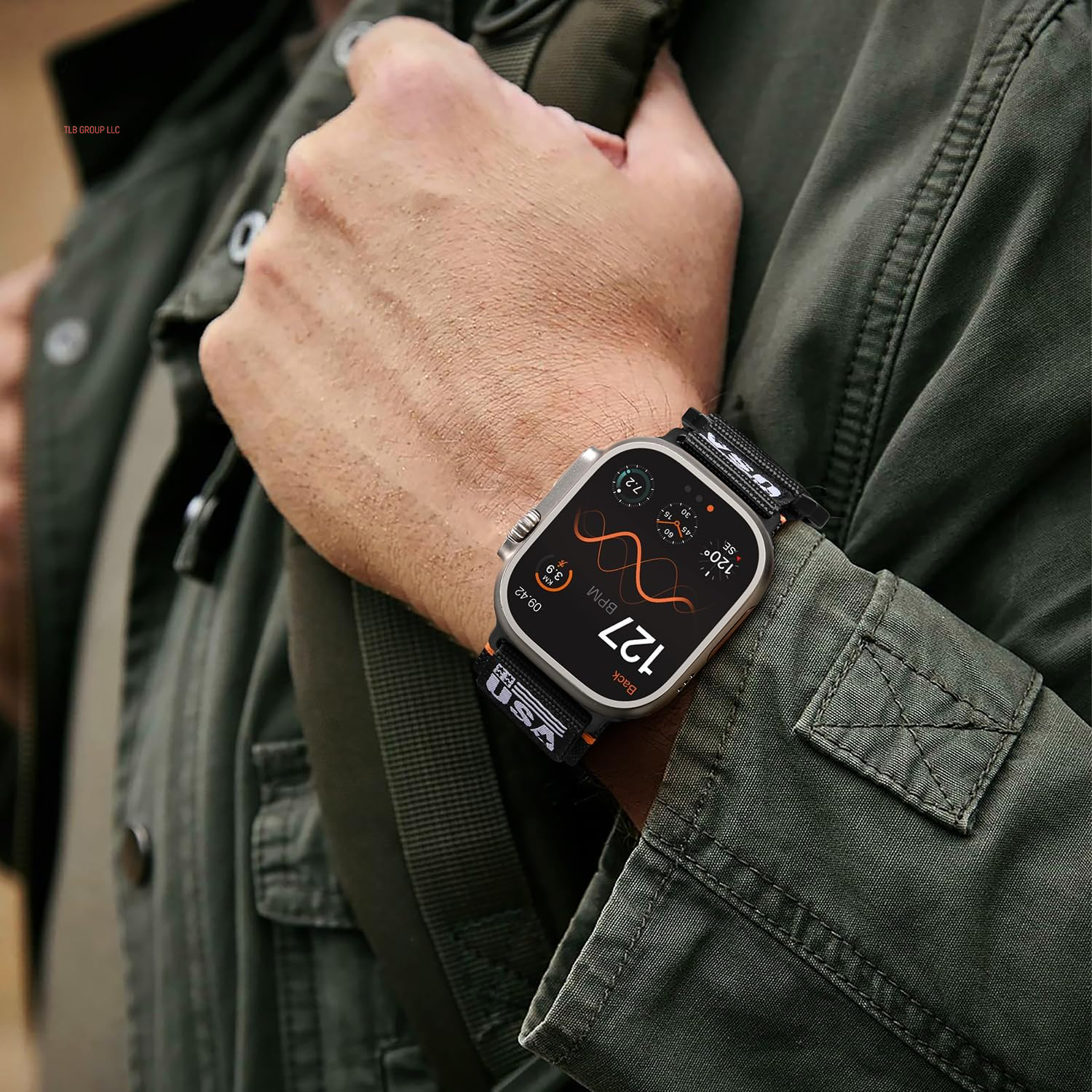 Rugged Nylon Compatible with Apple Watch Bands for Men, Sport Workout Band Soft Wristbands for Iwatch Ultra Strap 49Mm Series 10 46Mm 9/8/7 45Mm SE2/6/SE/5/4 44Mm 3/2/1 42Mm, Black, Medium