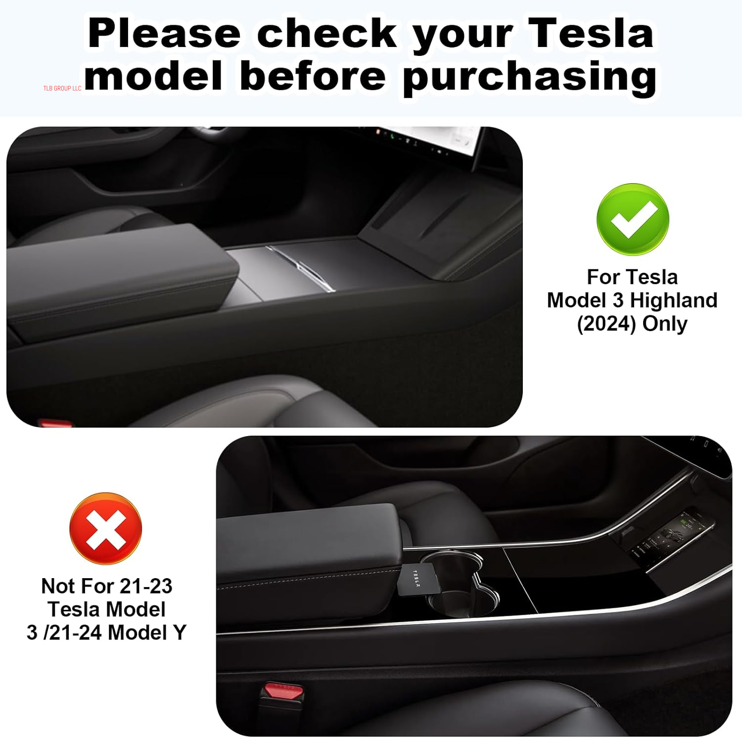 6PCS Upgraded Center Console Organizer for Tesla Model 3 Highland 2024 2025 Accessories [Smooth Sliding] Armrest Tray Push Button Hidden Storage Box Cup Holder Wireless Charger Mat, Black