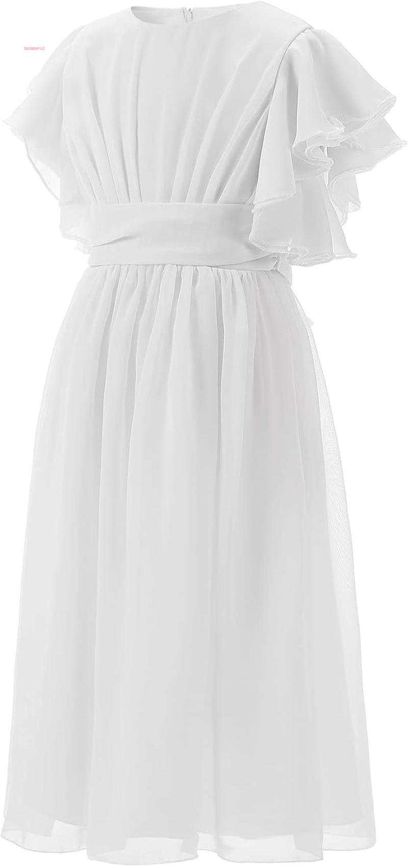 Fancy Chiffon Flower Girl Dresses Flutter Sleeves Junior Bridesmaid Dress