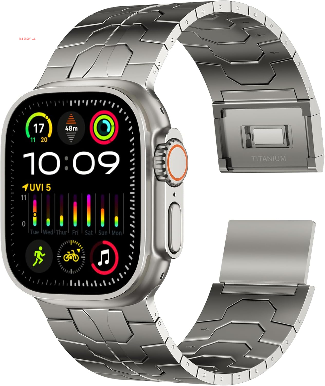 Full Titanium Band Compatible with Apple Watch Ultra 49Mm / Ultra 2 49Mm / Series 10 46Mm, 26Mm Wide Adjustable Links with Titanium Magnetic Clasp Connectors and DLC Coating