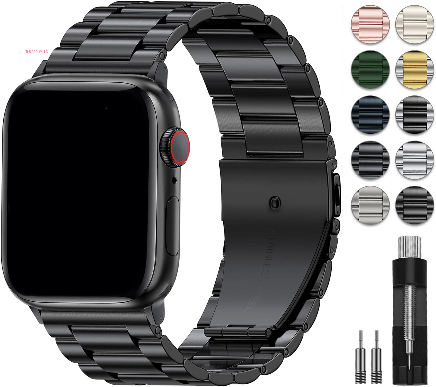 Metal Band Compatible with Apple Watch Band 49Mm 46Mm 45Mm 44Mm 42Mm 41Mm 40Mm 38Mm Men & Women, Business Stainless Steel Strap for Iwatch Bands Ultra 2, SE, Ultra Series 9 8 7 6 5 4 3 2 1