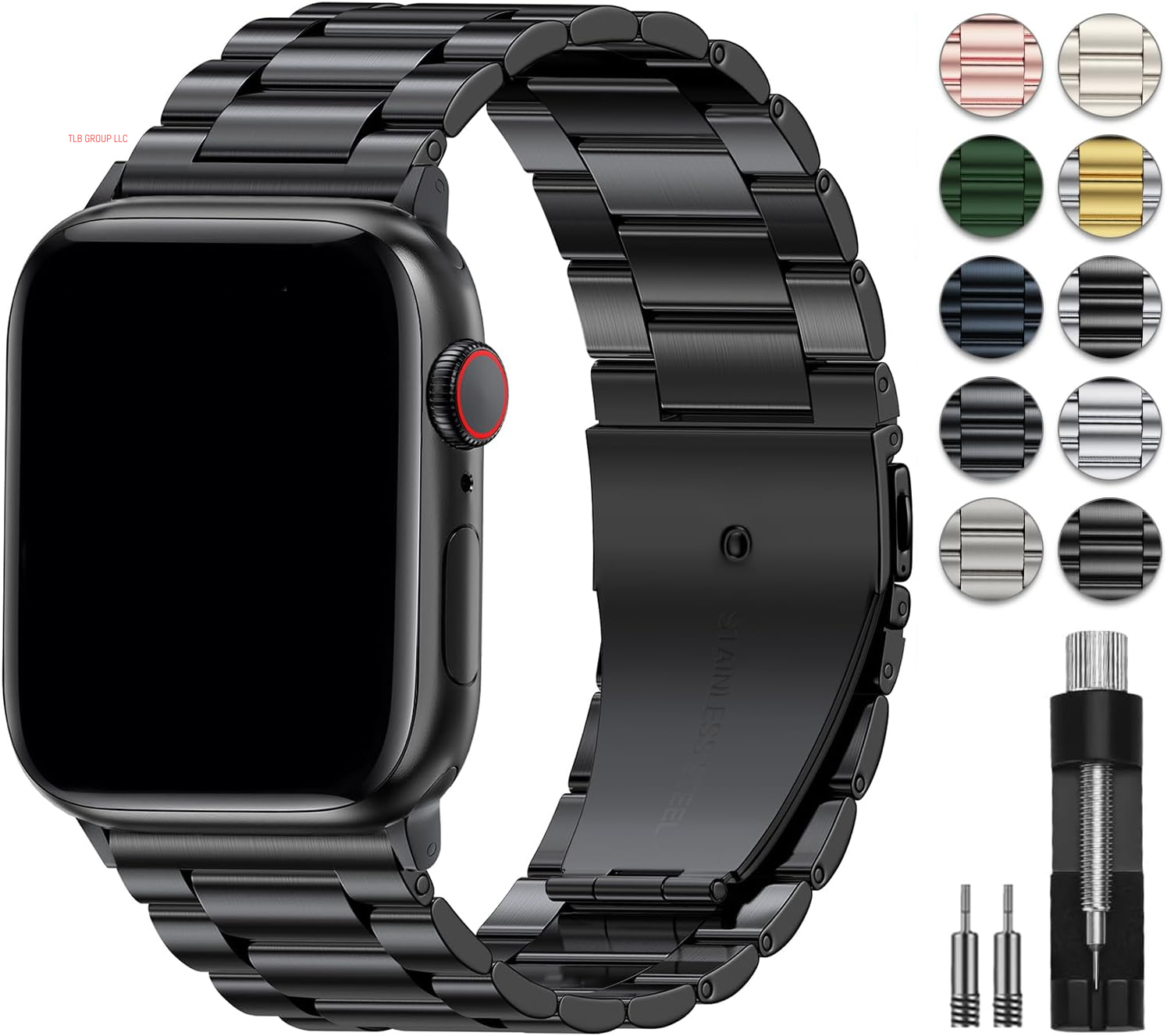 Metal Band Compatible with Apple Watch Band 49Mm 46Mm 45Mm 44Mm 42Mm 41Mm 40Mm 38Mm Men & Women, Business Stainless Steel Strap for Iwatch Bands Ultra 2, SE, Ultra Series 9 8 7 6 5 4 3 2 1