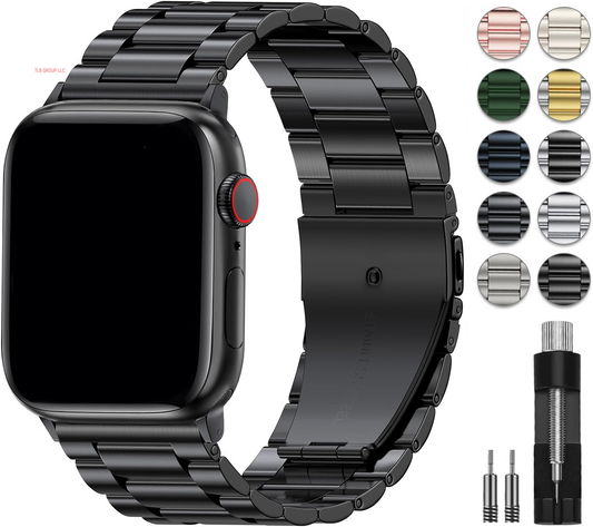 Metal Band Compatible with Apple Watch Band 49Mm 46Mm 45Mm 44Mm 42Mm 41Mm 40Mm 38Mm Men & Women, Business Stainless Steel Strap for Iwatch Bands Ultra 2, SE, Ultra Series 9 8 7 6 5 4 3 2 1
