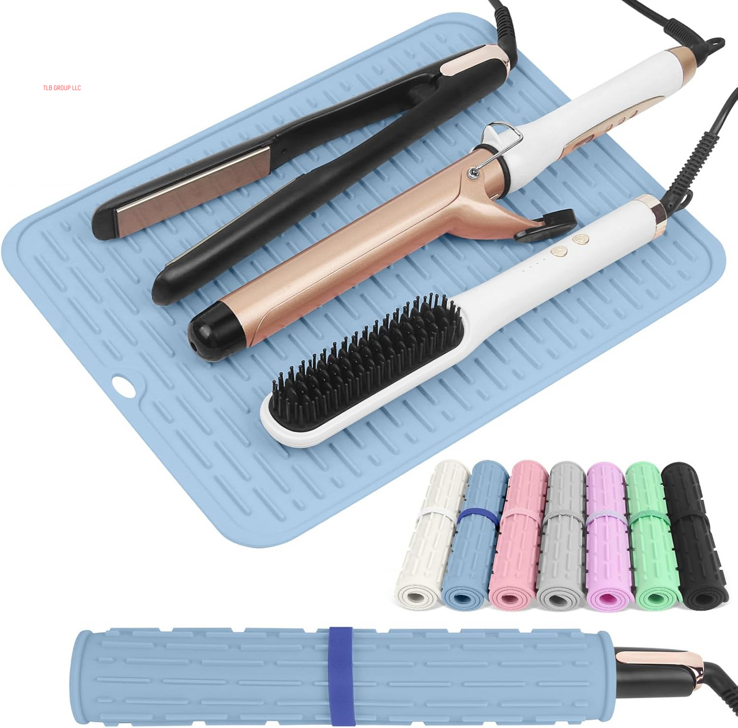 Oversize Silicone Heat Resistant Mat for Hair Tools, Curling Iron Mat, Hot Tools Holder, Portable Flat Iron Hair Straightener Pad Cover for Travel Vanity Salon(14.2" X 11.0")