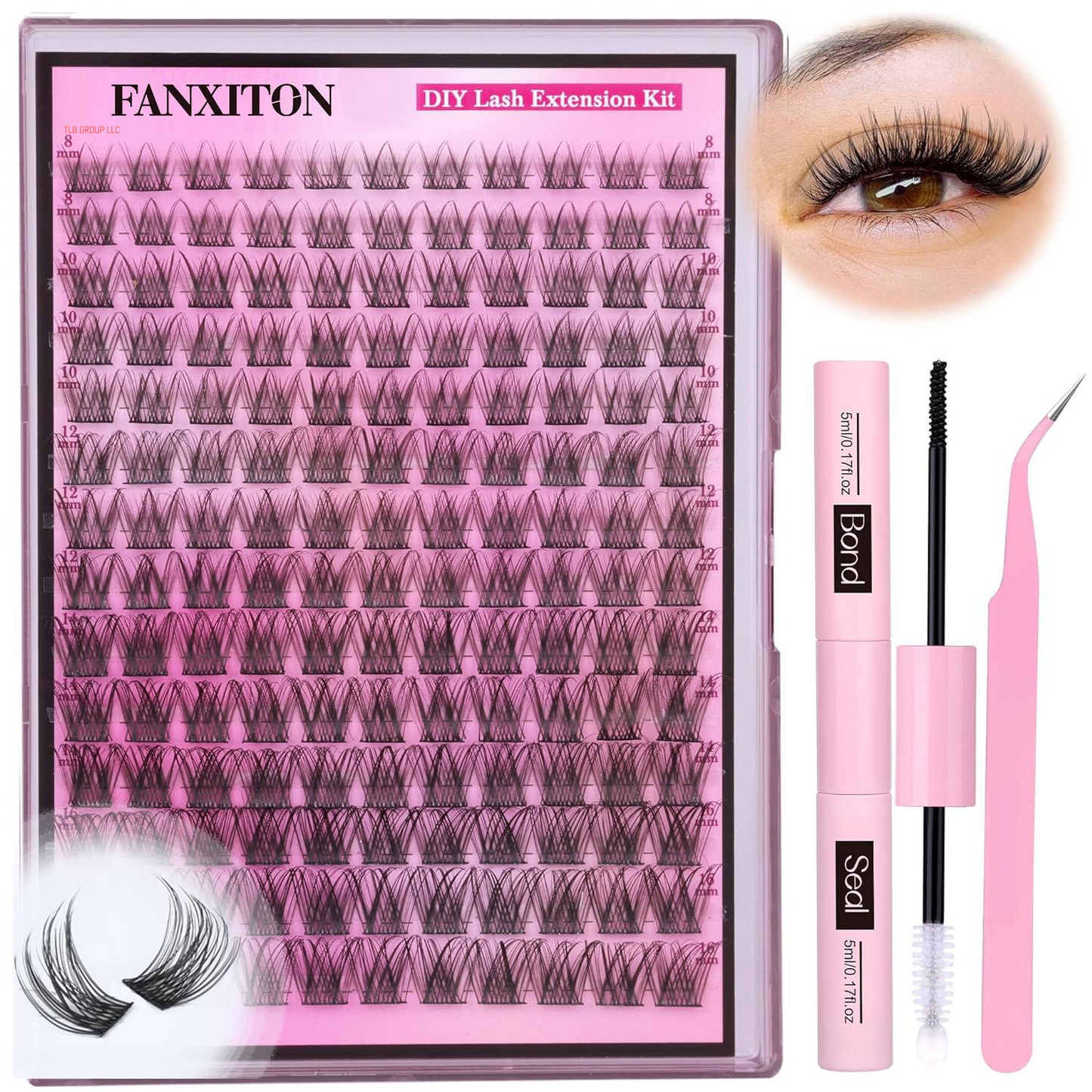 DIY Lash Extension Kit 40D+50D Volume Lash Clusters Kit with Lash Bond and Seal 280 Pcs Thick Individual Lashes 9-16 Mm D Mink Lashes Cluster, Lash Cluster Remover and Tweezers by