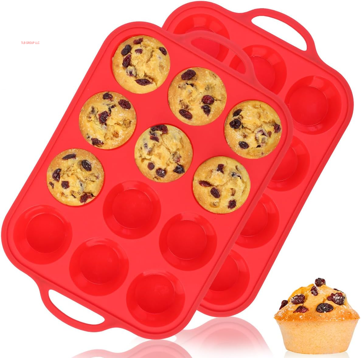 Silicone Muffin Pan, with Metal Reinforced Frame Regular Size 2.8Inch Silicone Cupcake Pan Nonstick 12 Cups for Baking Homemade Muffins, Cupcakes, Egg Bites 2 Pack Dishwasher Safe BPA Free