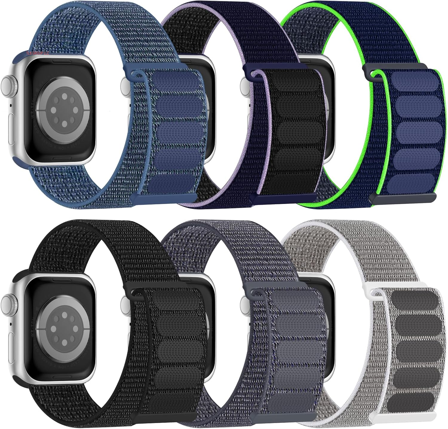 6 Pack Sport Nylon Loop Band Compatible with Apple Watch Bands 38Mm 40Mm 41Mm 42Mm 44Mm 45Mm 46Mm 49Mm for Women Men, Adjustable Breathable Braided Straps for Iwatch Series 10/9/8/7/6/5/4/3/Se/Ultra