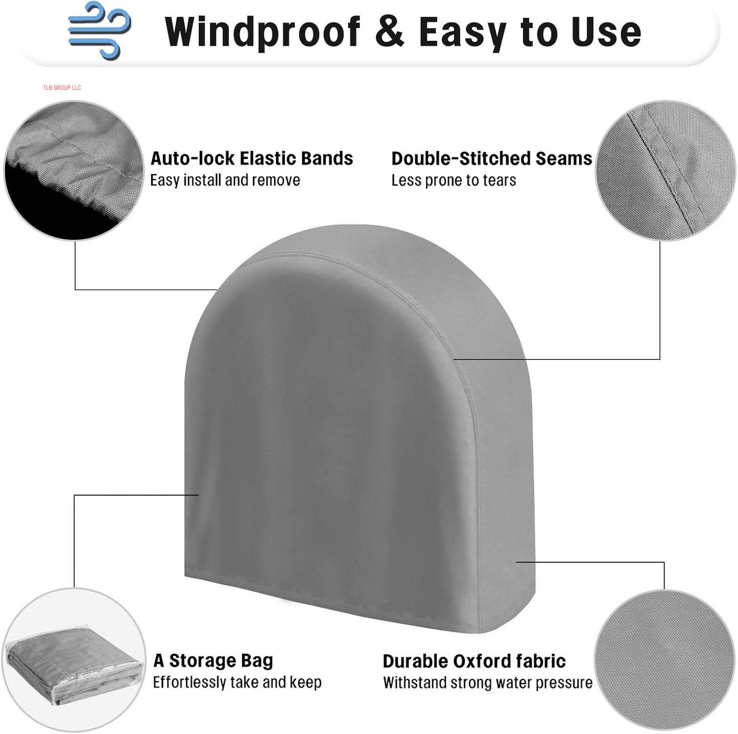 Outdoor Waterproof Tire Covers Set of 4 - Uv-Proof Trailer Wheel Cover Windproof Tire Protector for RV Jeep Trailers Camper Van Truck, Universal Tire Covering Fits Diameters 27"-29", Gray