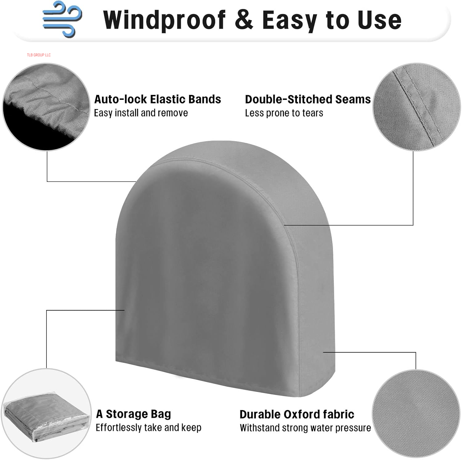 Outdoor Waterproof Tire Covers Set of 4 - Uv-Proof Trailer Wheel Cover Windproof Tire Protector for RV Jeep Trailers Camper Van Truck, Universal Tire Covering Fits Diameters 27"-29", Gray