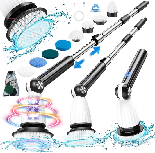 Electric Spin Scrubber, Power Shower Floor Scrubber, Electric Scrubber for Cleaning, Spin Scrub Shower Cleaner Brush, Cleaning Tools for Bathroom, Tub, Floor, Kitchen