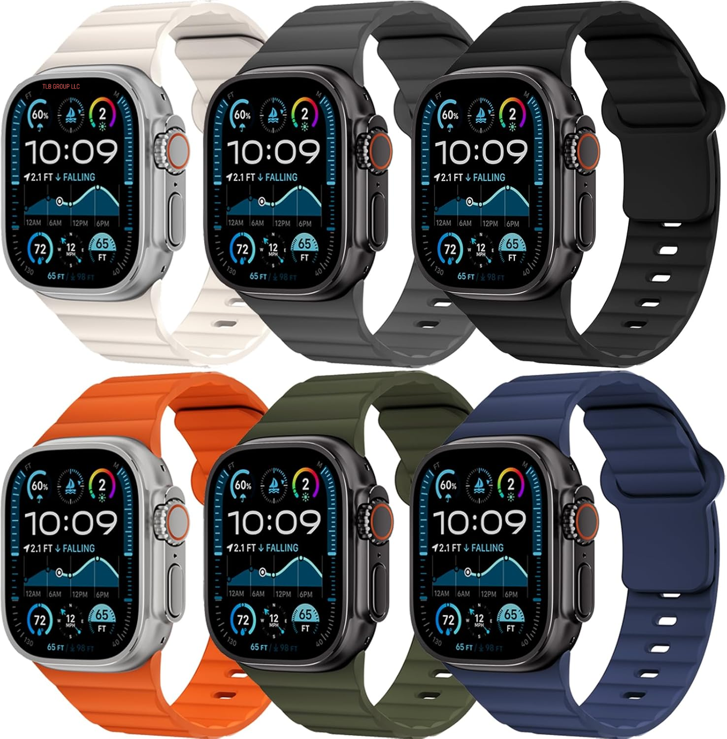 6 Pack Sport Bands for Apple Watch Ultra/2 Band 49Mm 46Mm 45Mm 44Mm 42Mm 41Mm 40Mm 38Mm Iwatch Bands for Men Women,Waterproof Soft Silicone Strap Wristband for Apple Watch Series 10 9 8 7 6 5 4 3 SE 2