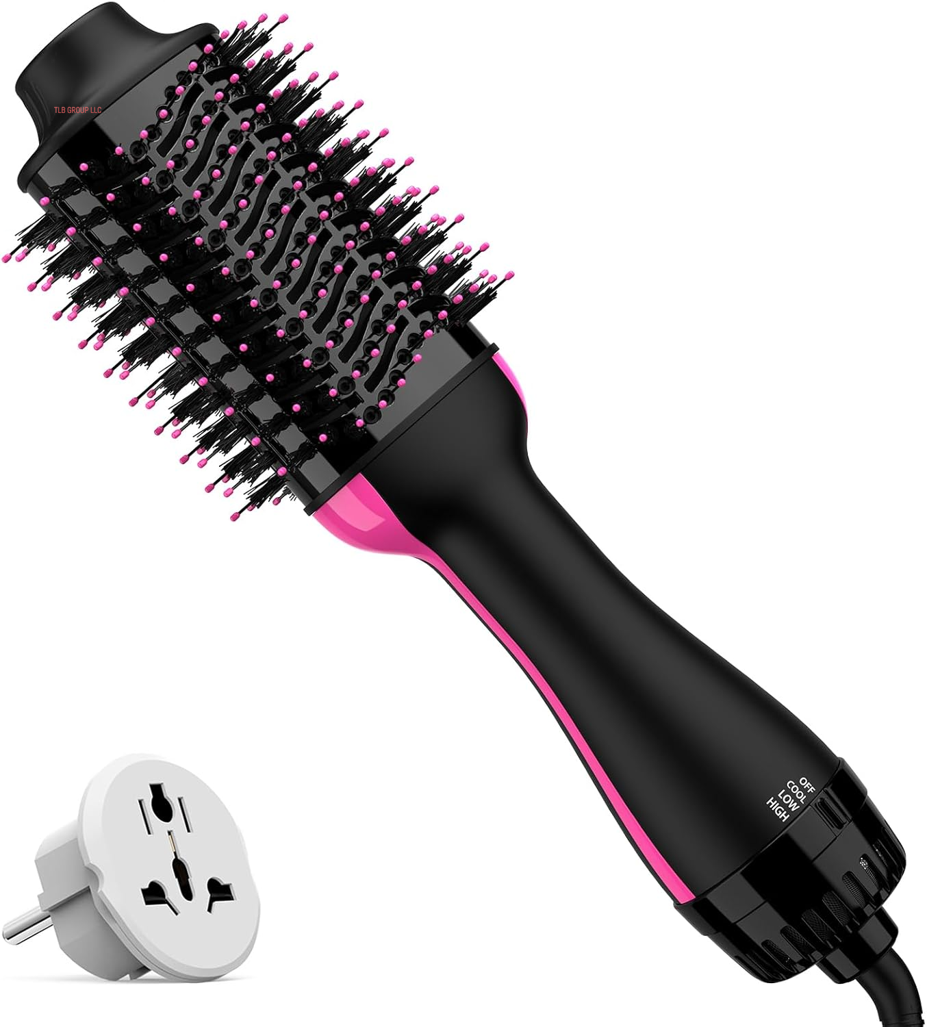 Hair Dryer Brush, 4 in 1 Styling Tools Blow Dryer with Ceramic Oval Barrel, Hot Air Brush Hair Straightener Brush for All Hair Types, Pink, Ionic Technology, 1200W, 3 Heat Settings