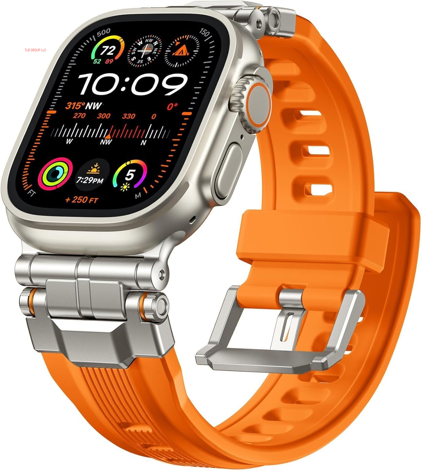 Compatible with Apple Watch Ultra 2 Band - 49Mm 46Mm 45Mm 44Mm 42Mm (Series 3 2 1) Bands for Men, Sport Rugged Silicone Strap with Metal Connector for Iwatch Series SE 10 9 8 7 6 5 4, Black