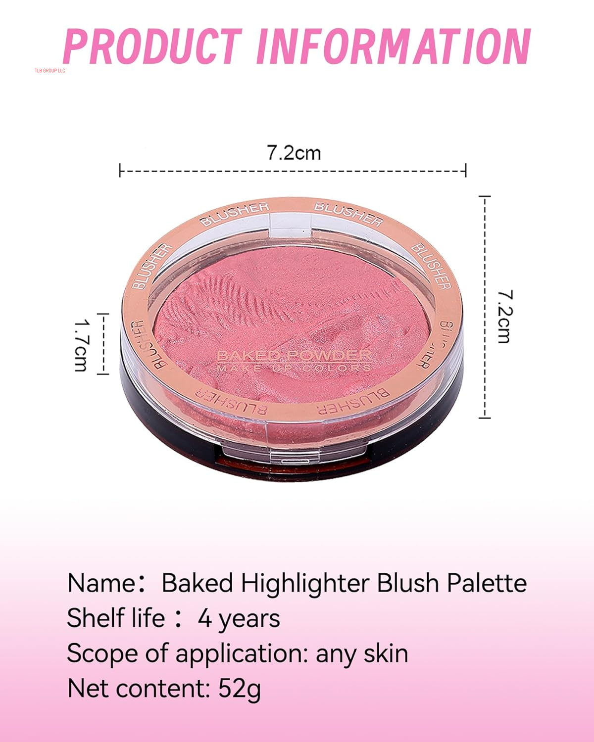 Baked Highlighter Blush Powder Palette-2-In-1 Blush Highlighter Face Makeup, Sheer Shimmer Rose Pink Highlighting Palette for Face Eye Cheeks,Mother'S Day Makeup Gift for Women, 0.38 Oz-Rose Glow