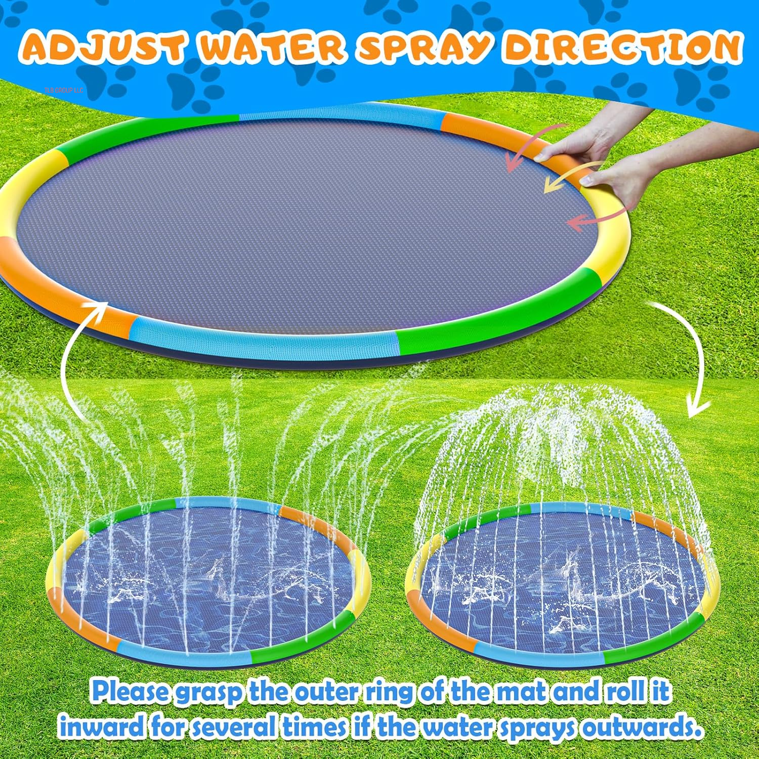 Large Splash Pad, Sprinkler for Dogs and Kids, 0.5Mm Thickened Durable and Foldable Large Pool, Colorful Summer Outdoor Water Play Mat Toys for Toddlers and Dogs (13 FT/157 In)