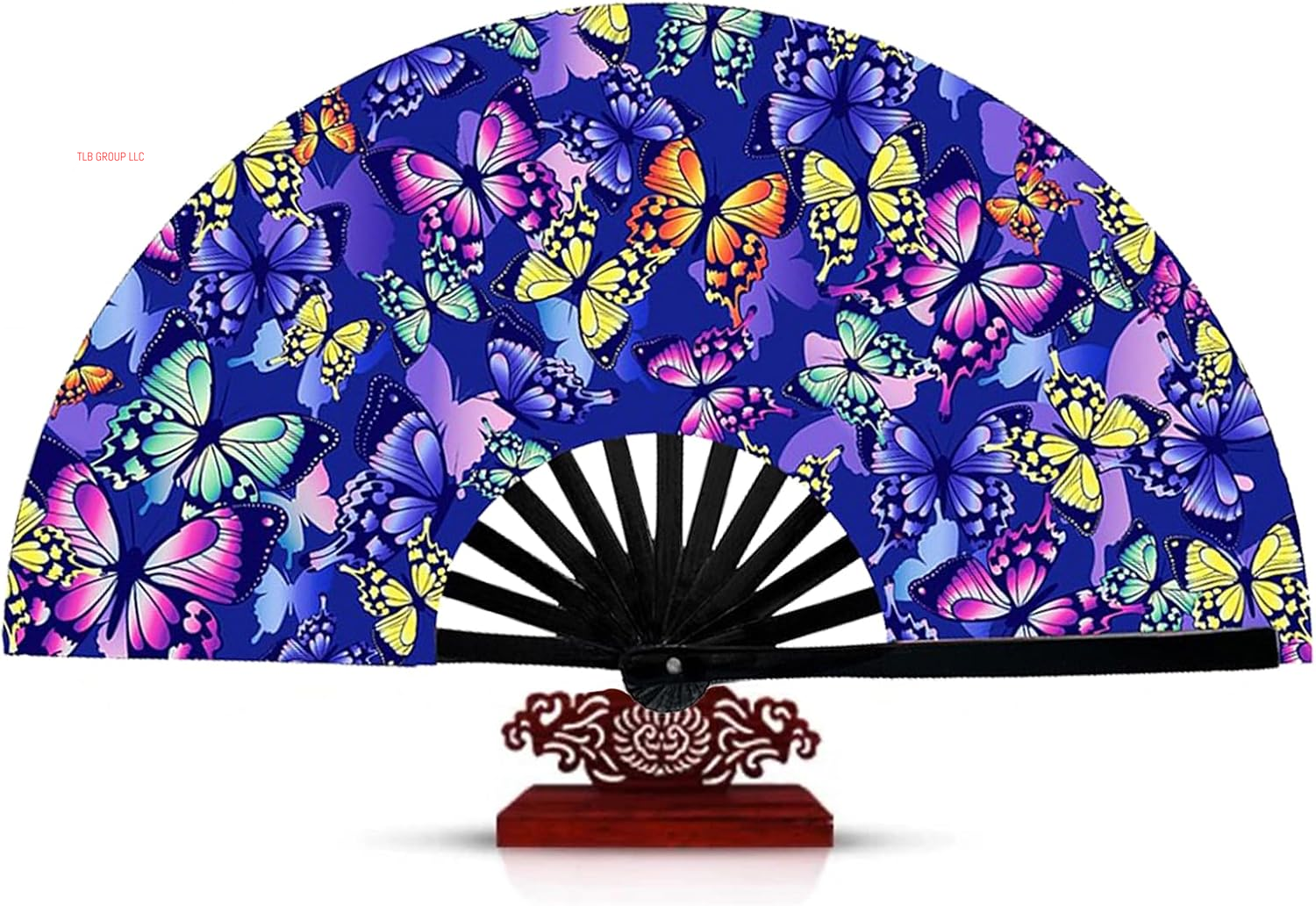 Upgraded Hand Fan for Women Foldable, Line Dance Popping Fan,13 in Large Hand Clack Fans for Dance,Boots on the Ground Fan (Simple Style, Silk Black)