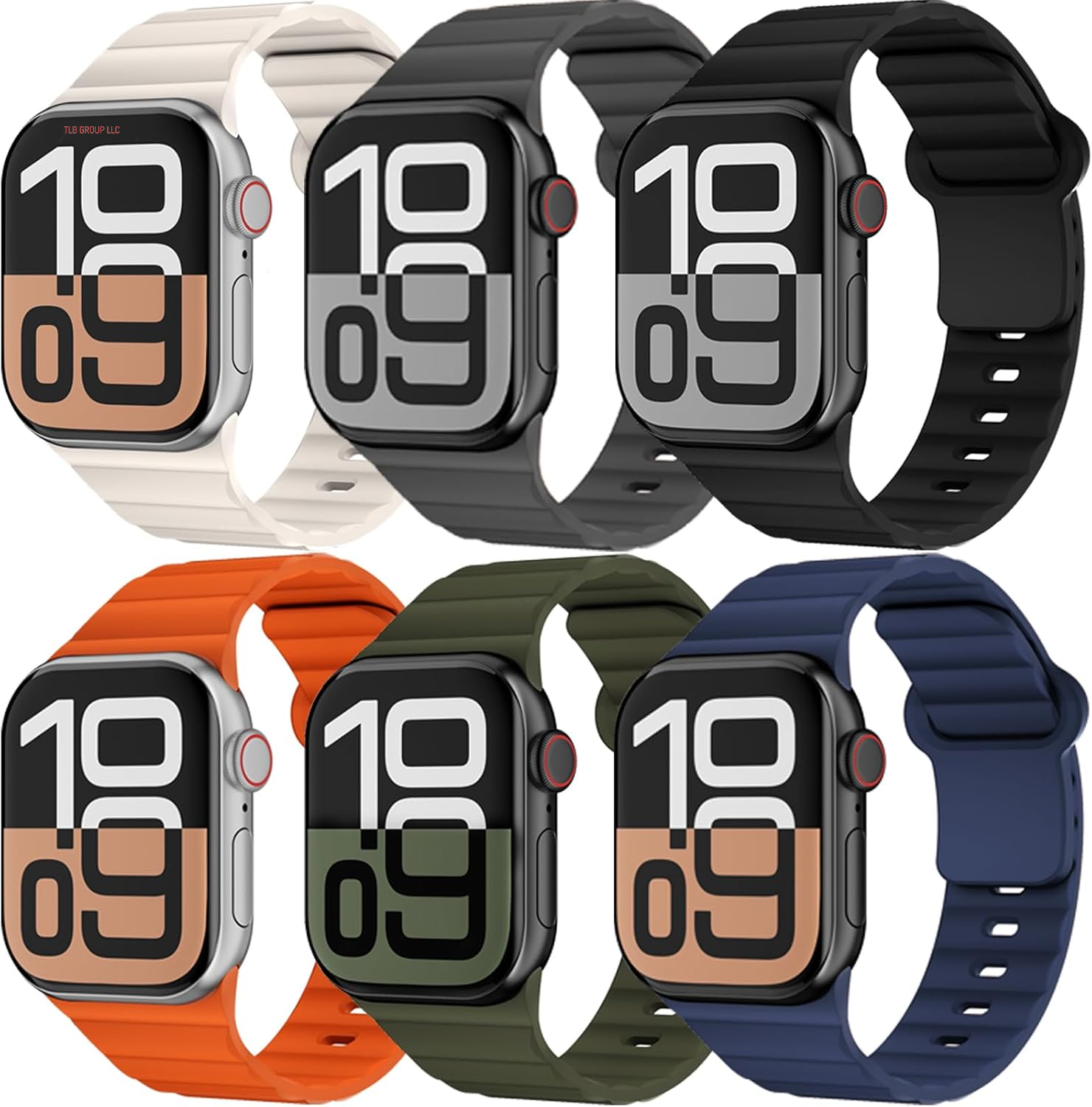 6 Pack Sport Bands for Apple Watch Ultra/2 Band 49Mm 46Mm 45Mm 44Mm 42Mm 41Mm 40Mm 38Mm Iwatch Bands for Men Women,Waterproof Soft Silicone Strap Wristband for Apple Watch Series 10 9 8 7 6 5 4 3 SE 2