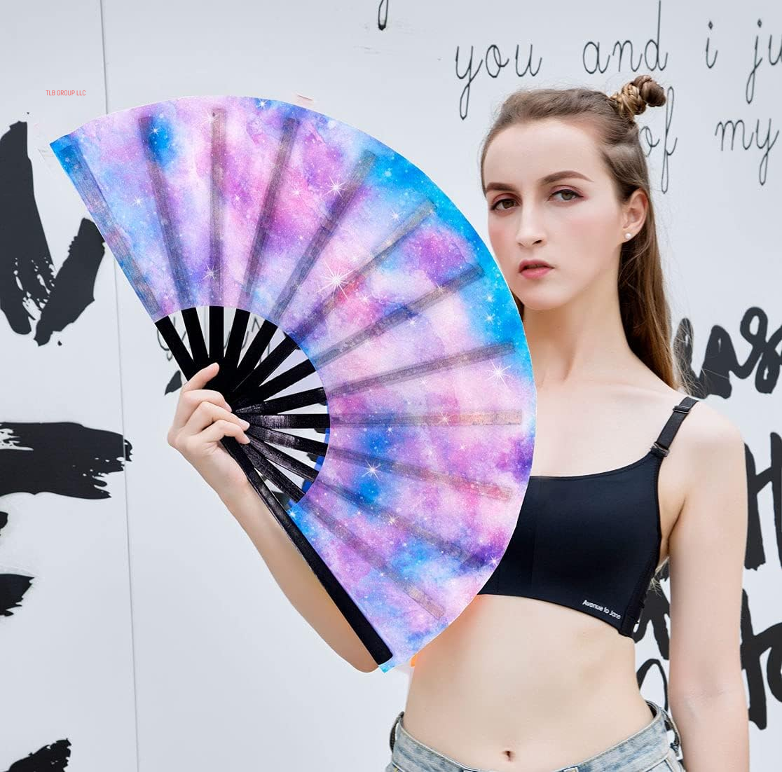 Large Folding Hand Rave Fan Popping Fans Clap Fans for Line Dancing, Big Clacking Fan for Boots on the Ground Dance,Party,Decoration,Festival (Galaxy)