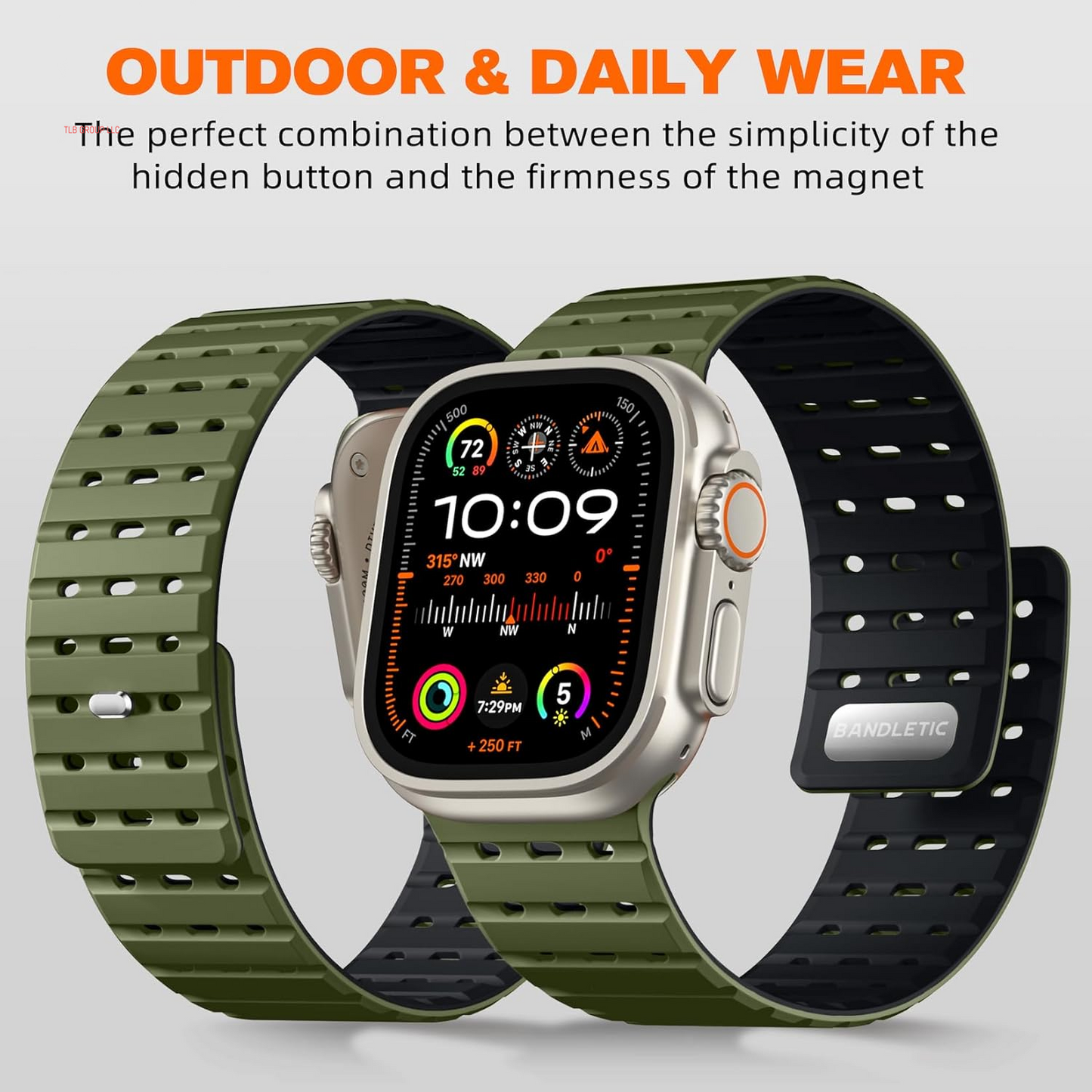 Compatible with Apple Watch Bands for Men 49Mm/46Mm/45Mm/44Mm/42Mm(3/2/1) Women, Rugged Magnetic Silicone Sport Watchband for Iwatch Ultra2/Ultra/Se2/Se/10/9/8/7/6/5/4