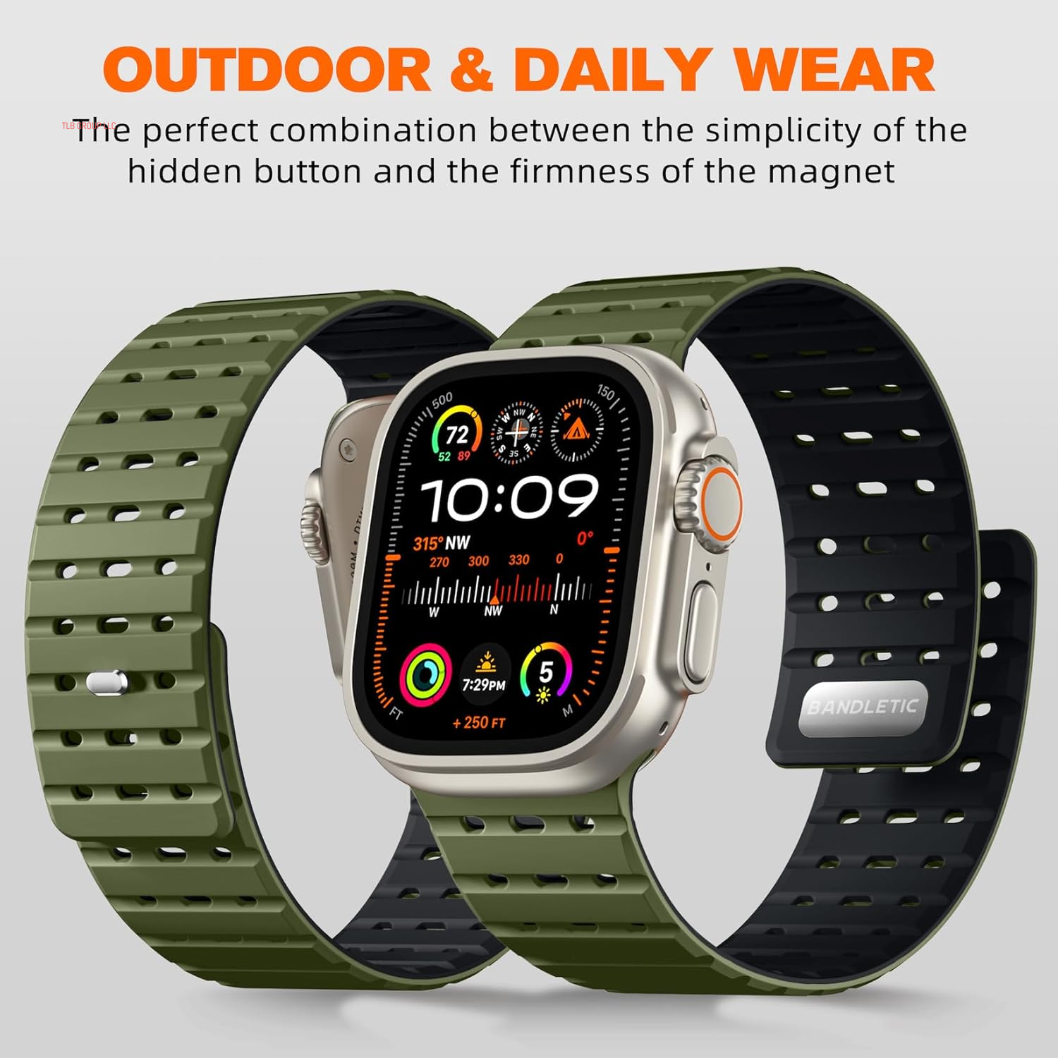 Compatible with Apple Watch Bands for Men 49Mm/46Mm/45Mm/44Mm/42Mm(3/2/1) Women, Rugged Magnetic Silicone Sport Watchband for Iwatch Ultra2/Ultra/Se2/Se/10/9/8/7/6/5/4