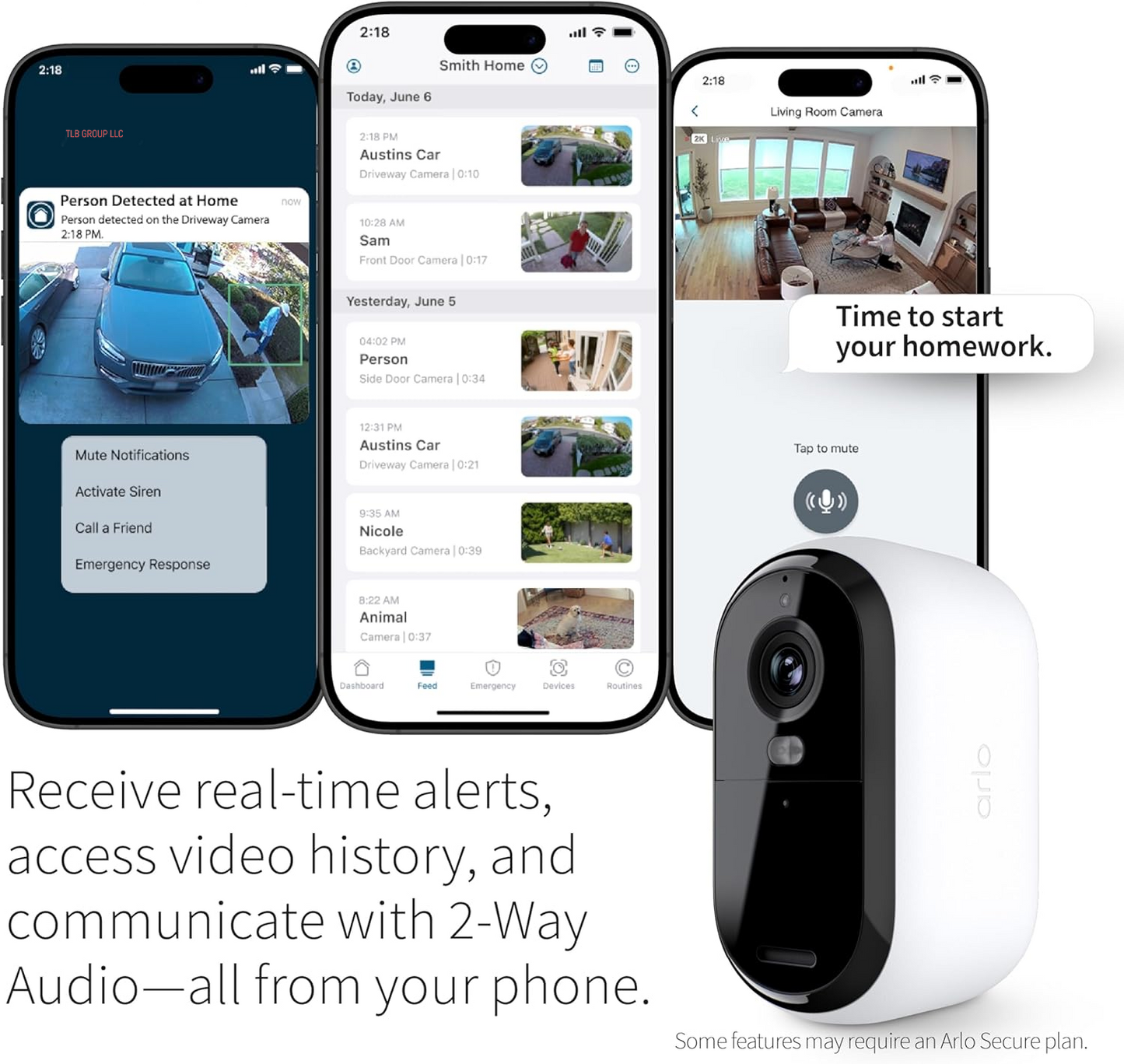 Essential Security Camera 2K |Outdoor - Indoor | 2Nd Gen | Wireless with Spotlight, 2-Way Audio, Color Night Vision, Live Stream, Motion Activation, Real Time Notifications, Wide Angle - White