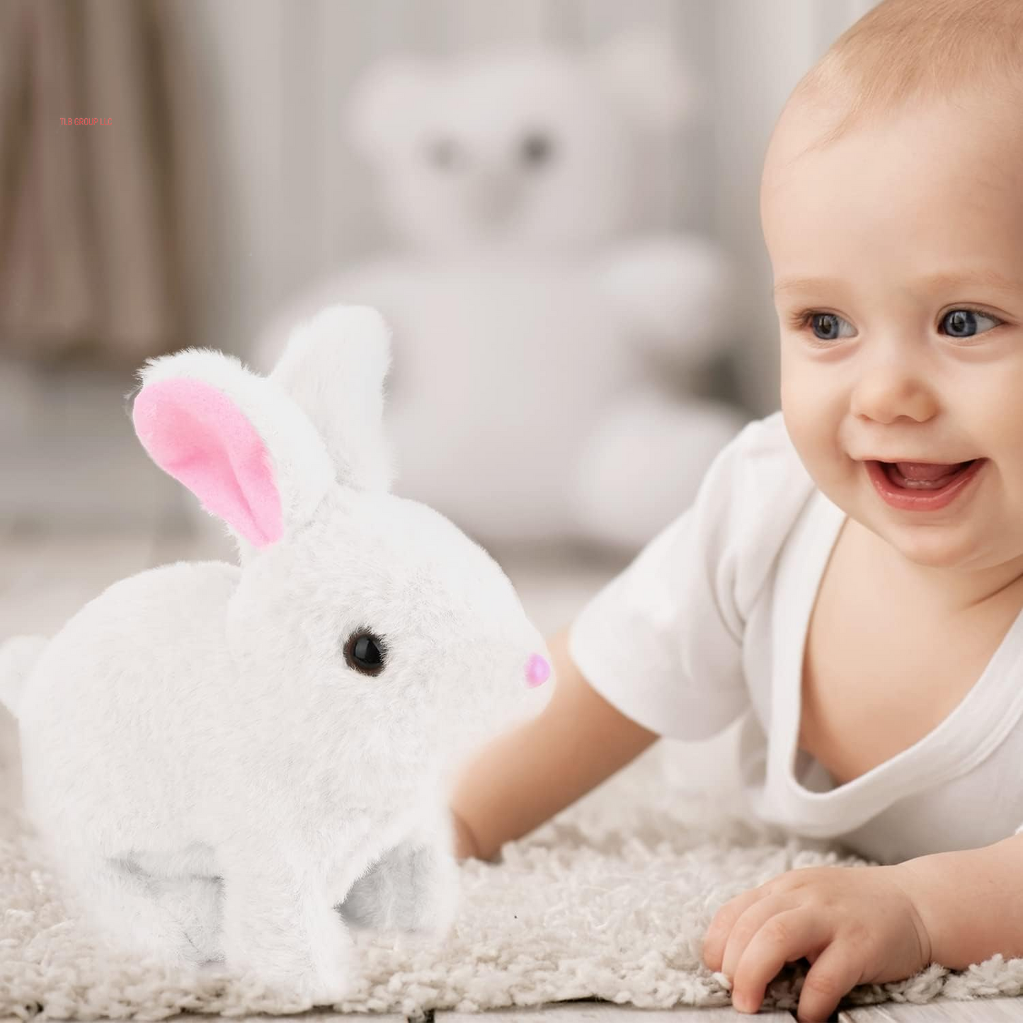 Bunny - My Realistic Bunny Toy, Interactive Bunny Realistic Bunny - Jumping, Twitching, and Shaking Ears, Easter Stuffed Bunny (White 1Set)