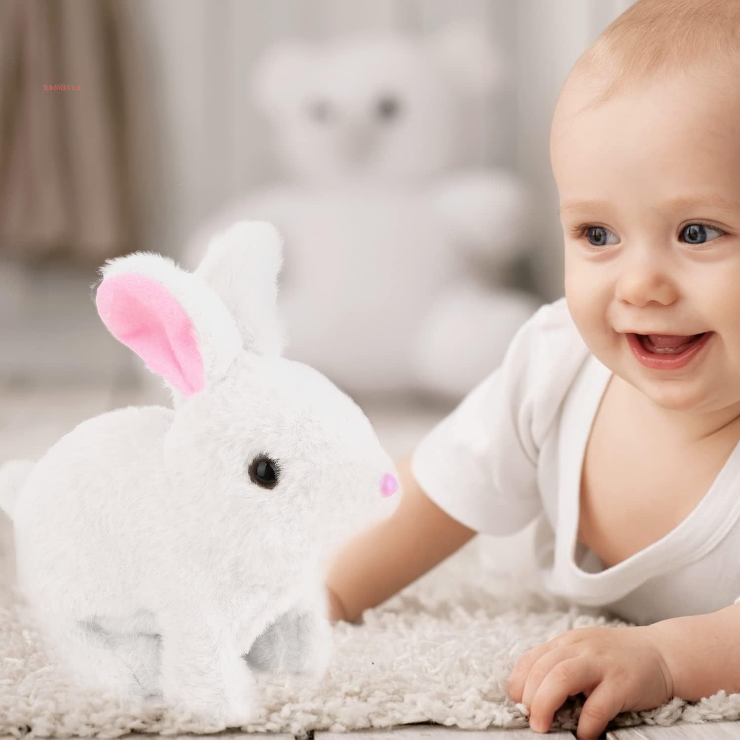 Bunny - My Realistic Bunny Toy, Interactive Bunny Realistic Bunny - Jumping, Twitching, and Shaking Ears, Easter Stuffed Bunny (White 1Set)