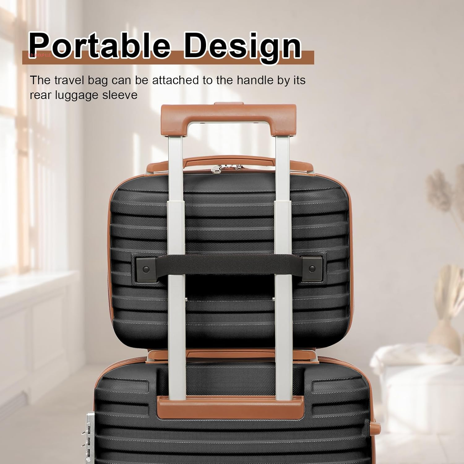 Carry on Luggage 20 Inch Expandable Suitcase with Spinner Wheel, 4 Piece Hard Shell Luggage Set with TSA Lock(Black Brown)
