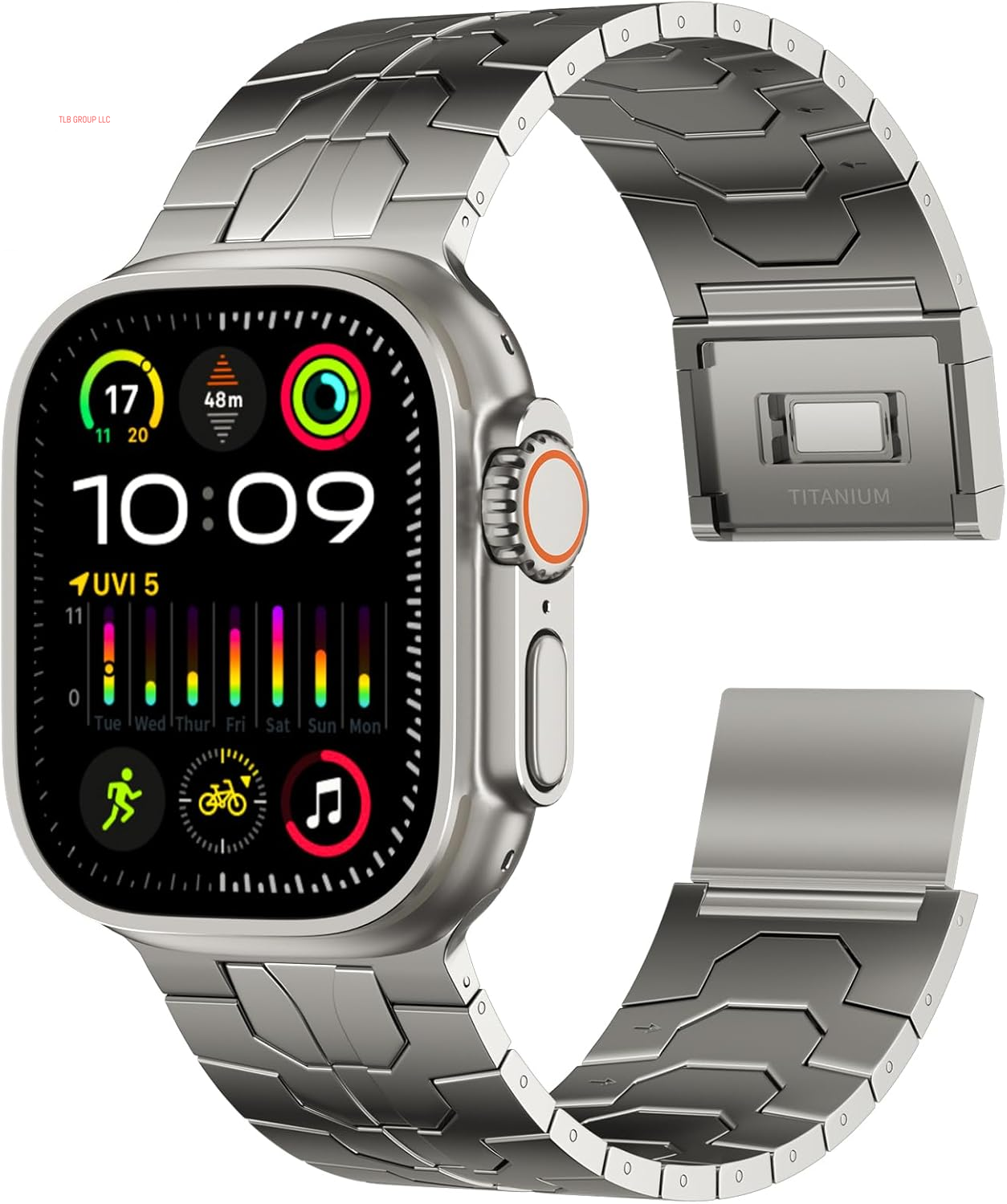 Full Titanium Band Compatible with Apple Watch Ultra 49Mm / Ultra 2 49Mm / Series 10 46Mm, 26Mm Wide Adjustable Links with Titanium Magnetic Clasp Connectors and DLC Coating
