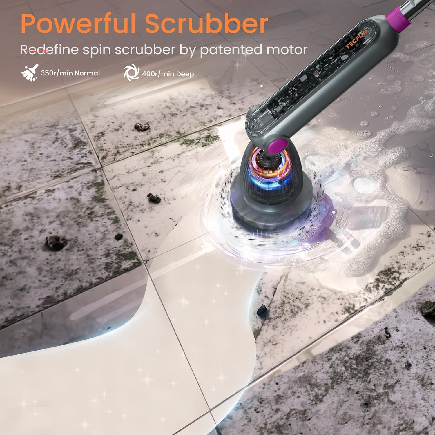 Electric Spin Scrubber 16 in 1 Cleaning Brush with Adjustable Angles & Heads, Bathroom Power Scrubber with Extendable Handle, Interactive LED, Cleaning Supplies for Toilet,Kitchen,Shower-Grey