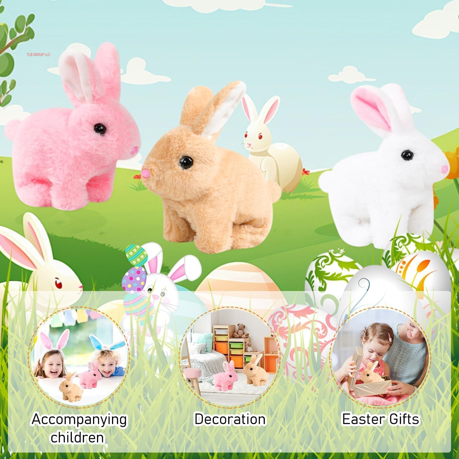 Bunny - My Realistic Bunny Toy, Interactive Bunny Realistic Bunny - Jumping, Twitching, and Shaking Ears, Easter Stuffed Bunny (White 1Set)