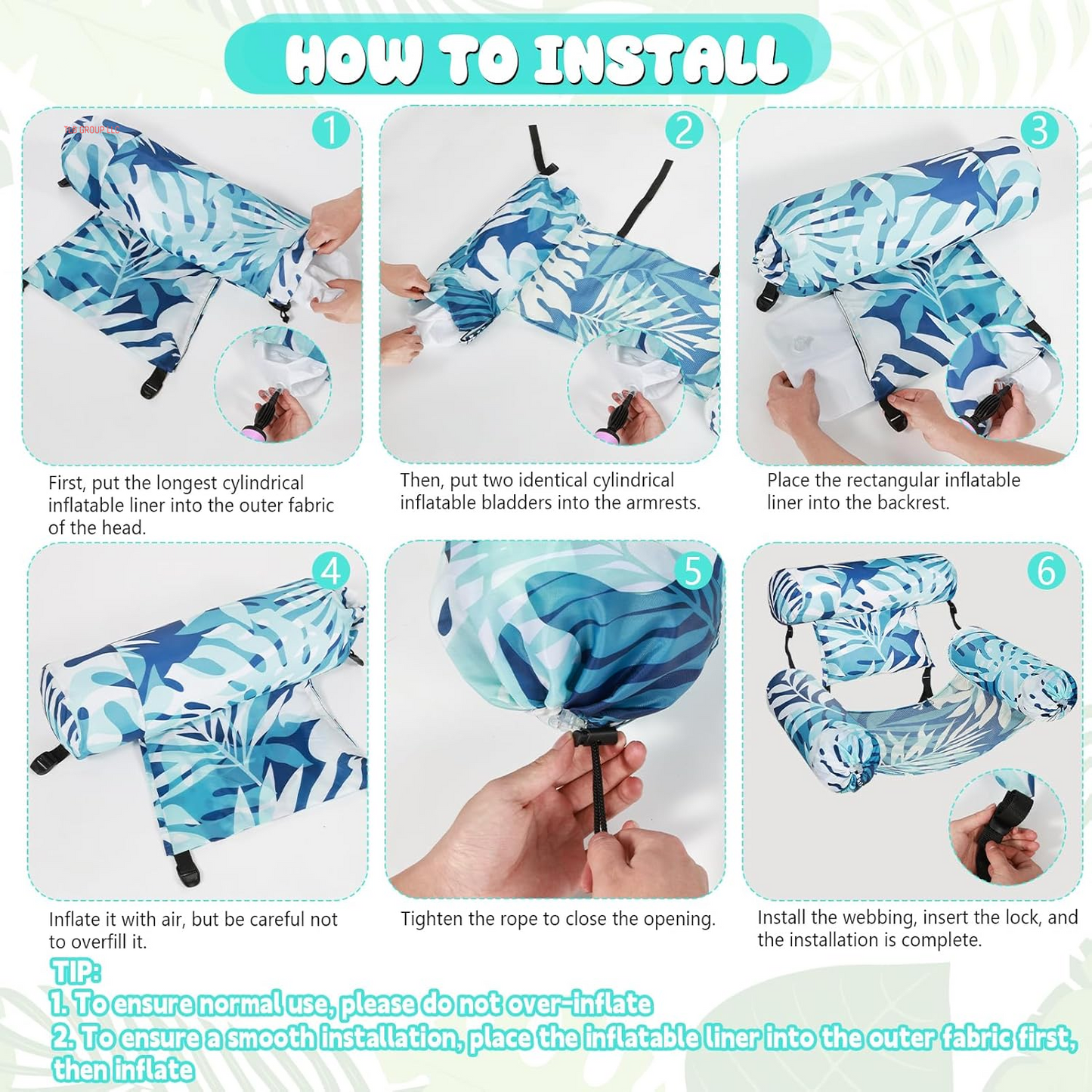 Inflatable Pool Lounge Chairs - Adjustable Floating Pool Chairs for Adults, Comfortable Water Hammock with Soft Fabric