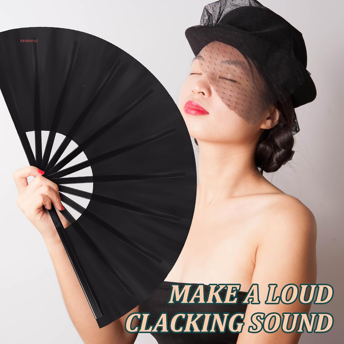Large Folding Fans for Line Dancing Big Chinese Foldable Silk Clack Popping Fans for Line Dancing Make Sounds Boots on the Ground for Women Men Chinese Kung Fu Dance Party(Black)
