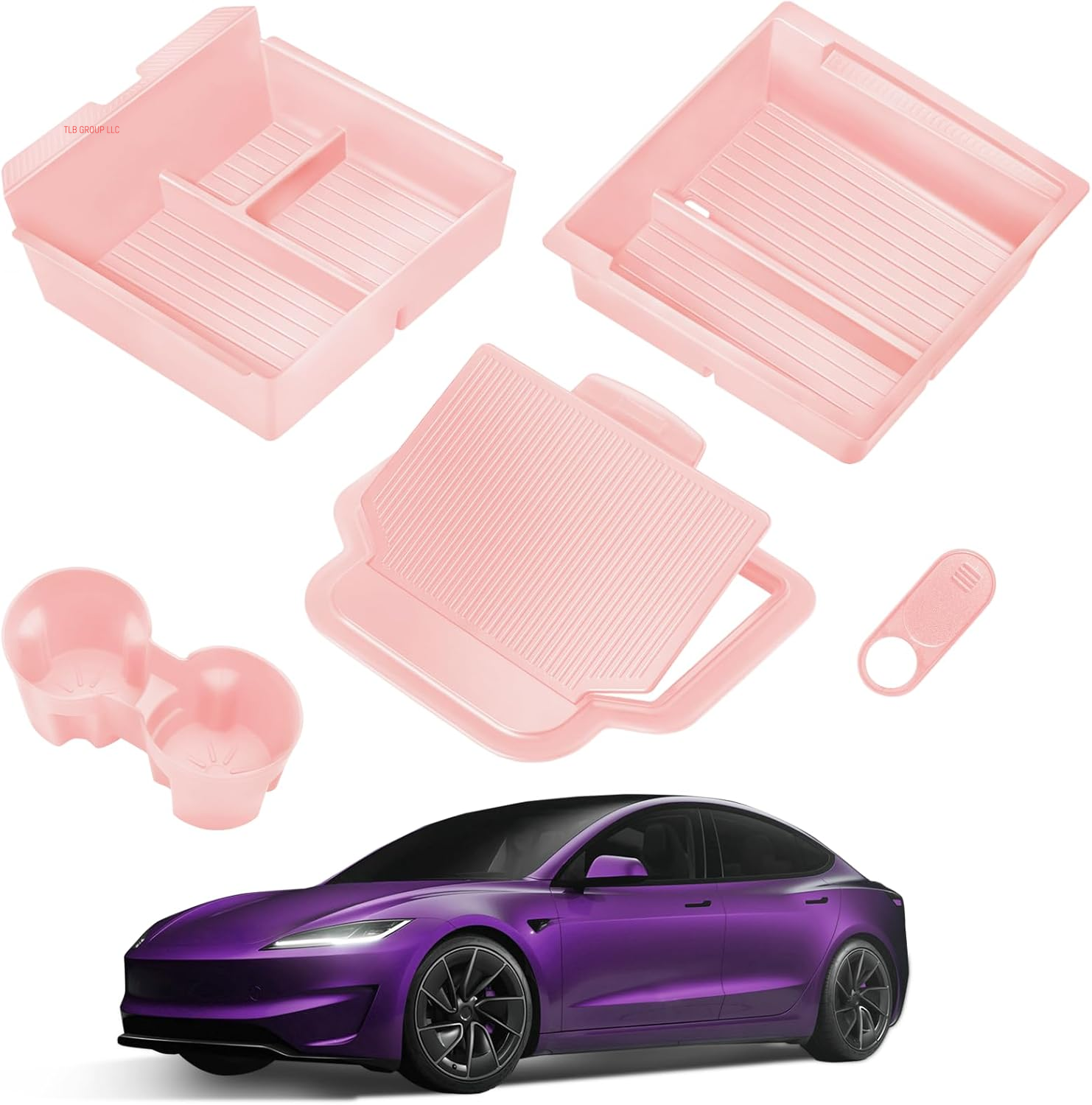 2025 Upgrade Center Console Organizer Tray for Tesla Model 3 Highland Accessories 2024 2025/For Tesla Model Y Juniper Accessories 2025 [Slide Smoothly/Us Patent] Cup Holder Matte Black