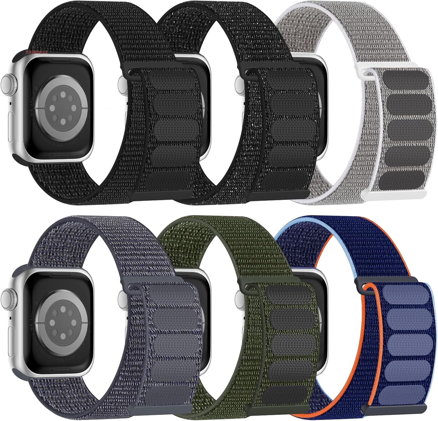 6 Pack Sport Nylon Loop Band Compatible with Apple Watch Bands 38Mm 40Mm 41Mm 42Mm 44Mm 45Mm 46Mm 49Mm for Women Men, Adjustable Breathable Braided Straps for Iwatch Series 10/9/8/7/6/5/4/3/Se/Ultra